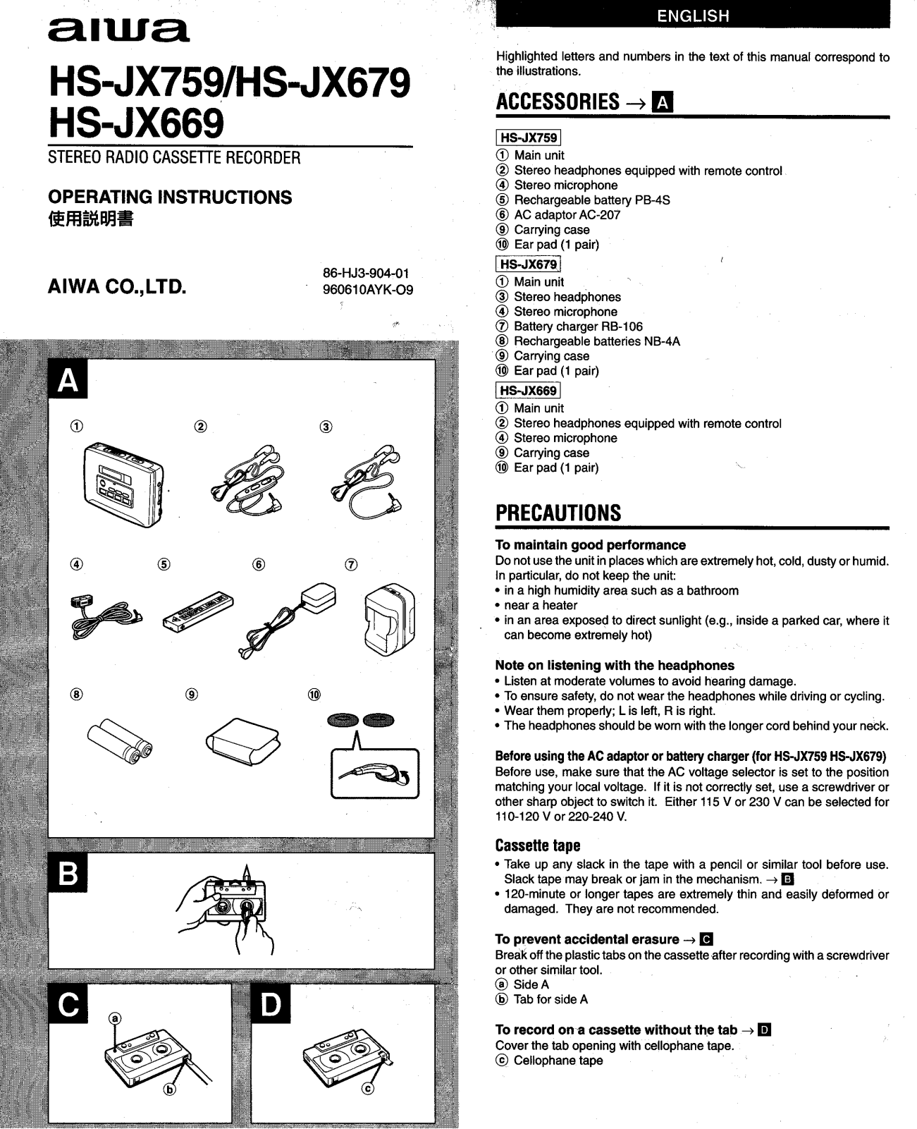 Sony hs-jx759, hs-jx679, hs-jx669 OPERATING MANUAL