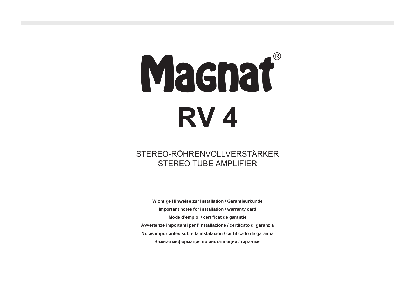 Magnat RV4 operation manual