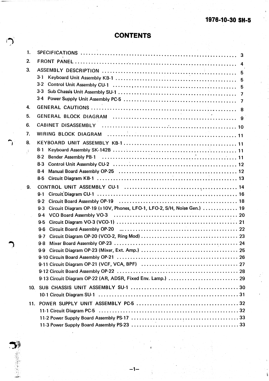 Roland SH-5 Service Manual