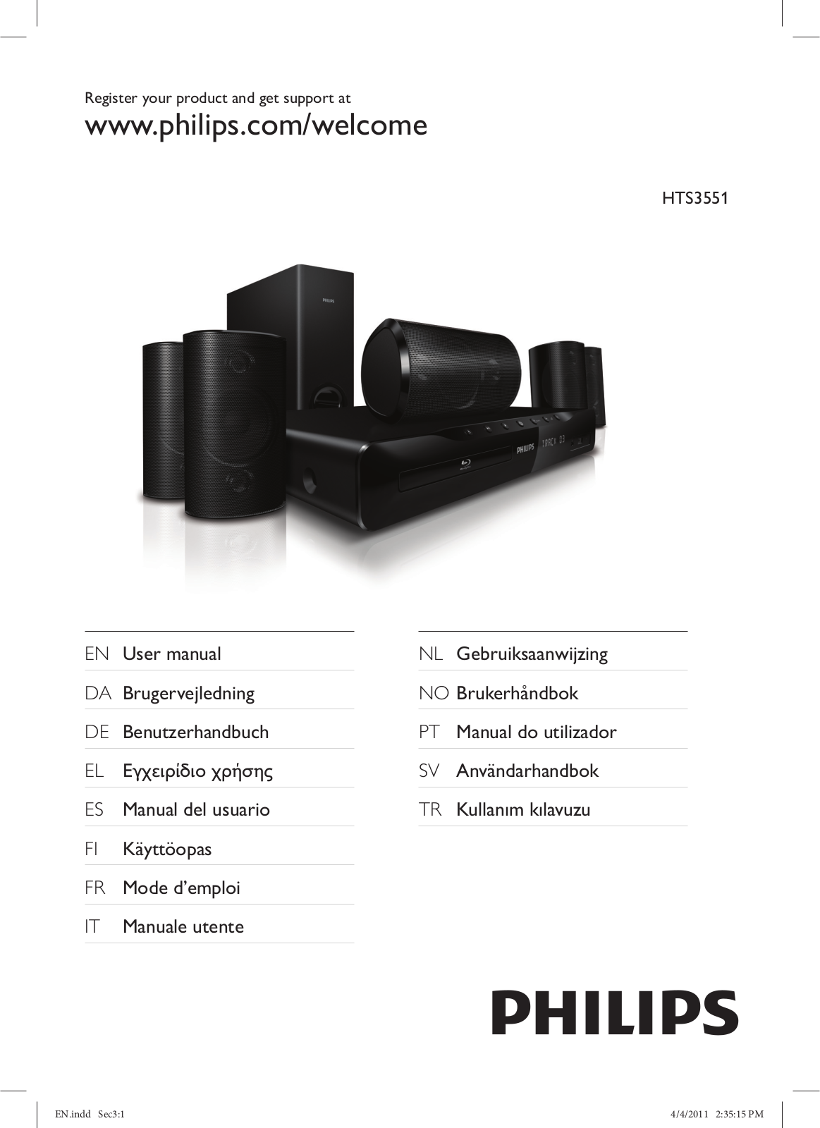 PHILIPS HTS355112 User Manual