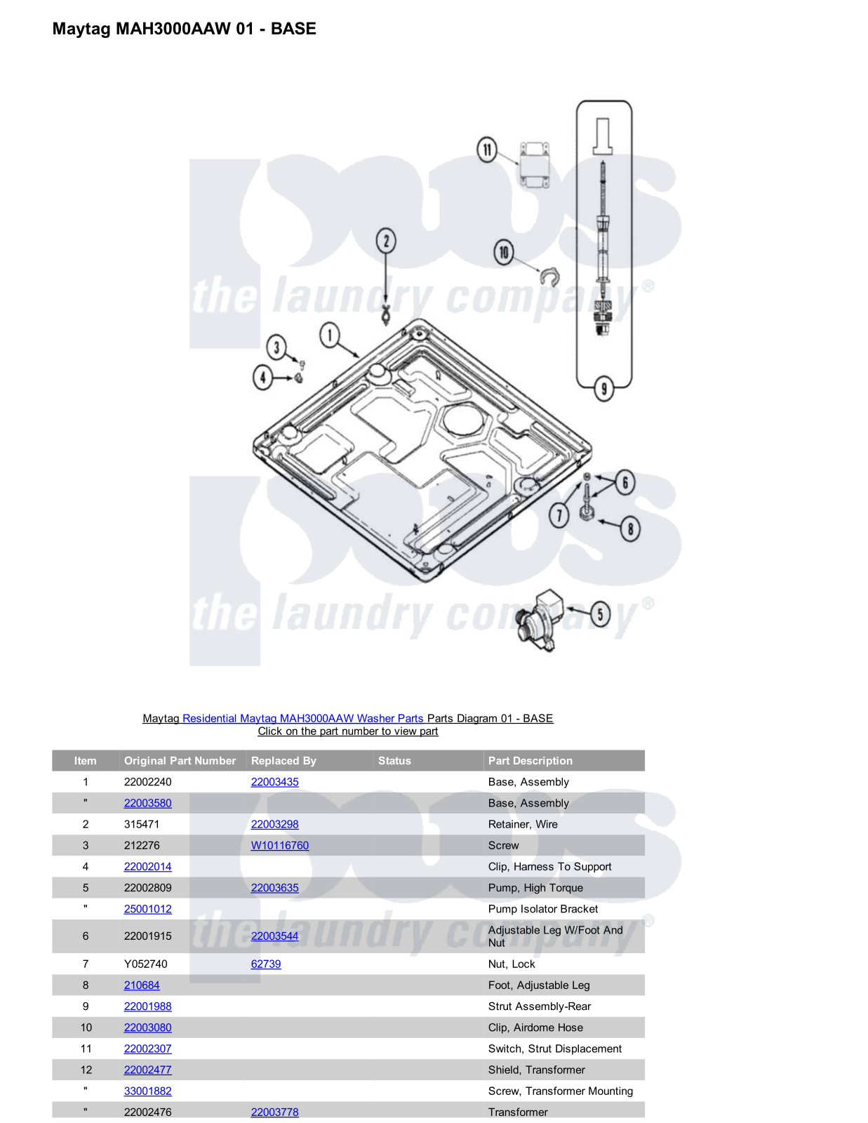 Maytag MAH3000AAW Parts Diagram