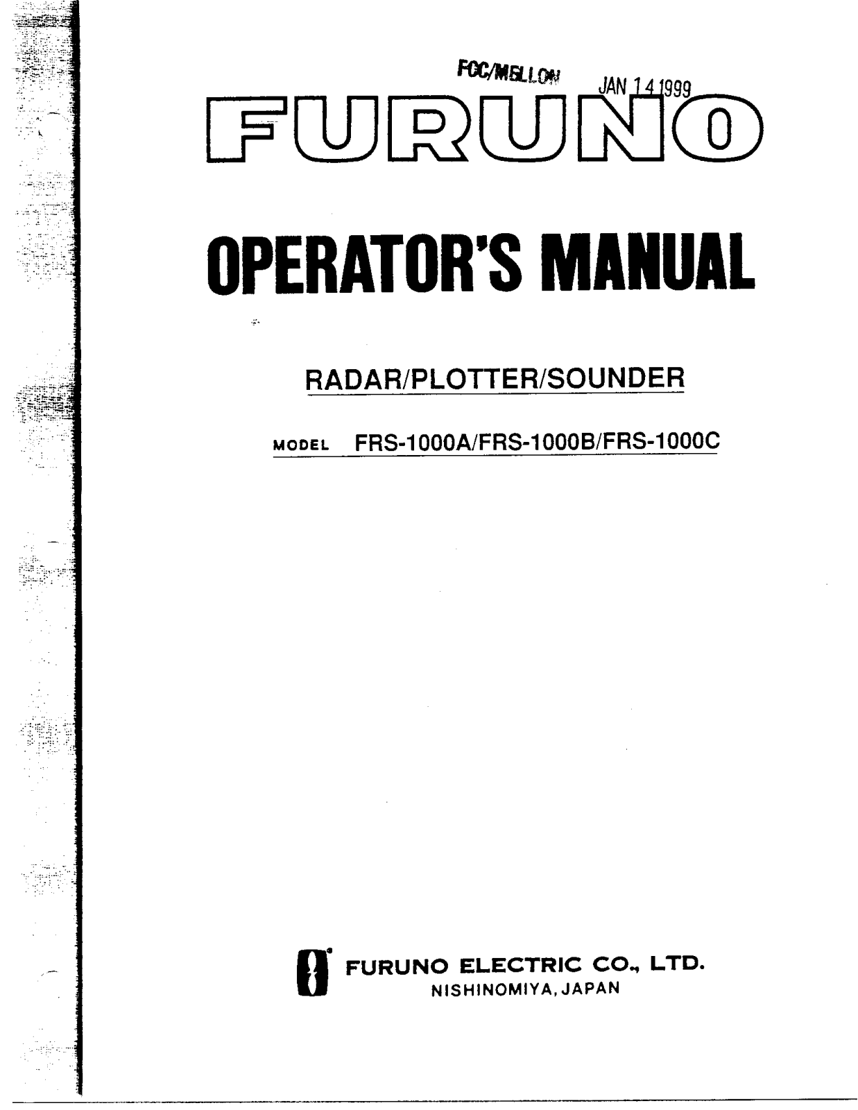 Furuno USA 9ZWRTR059 Users Manual