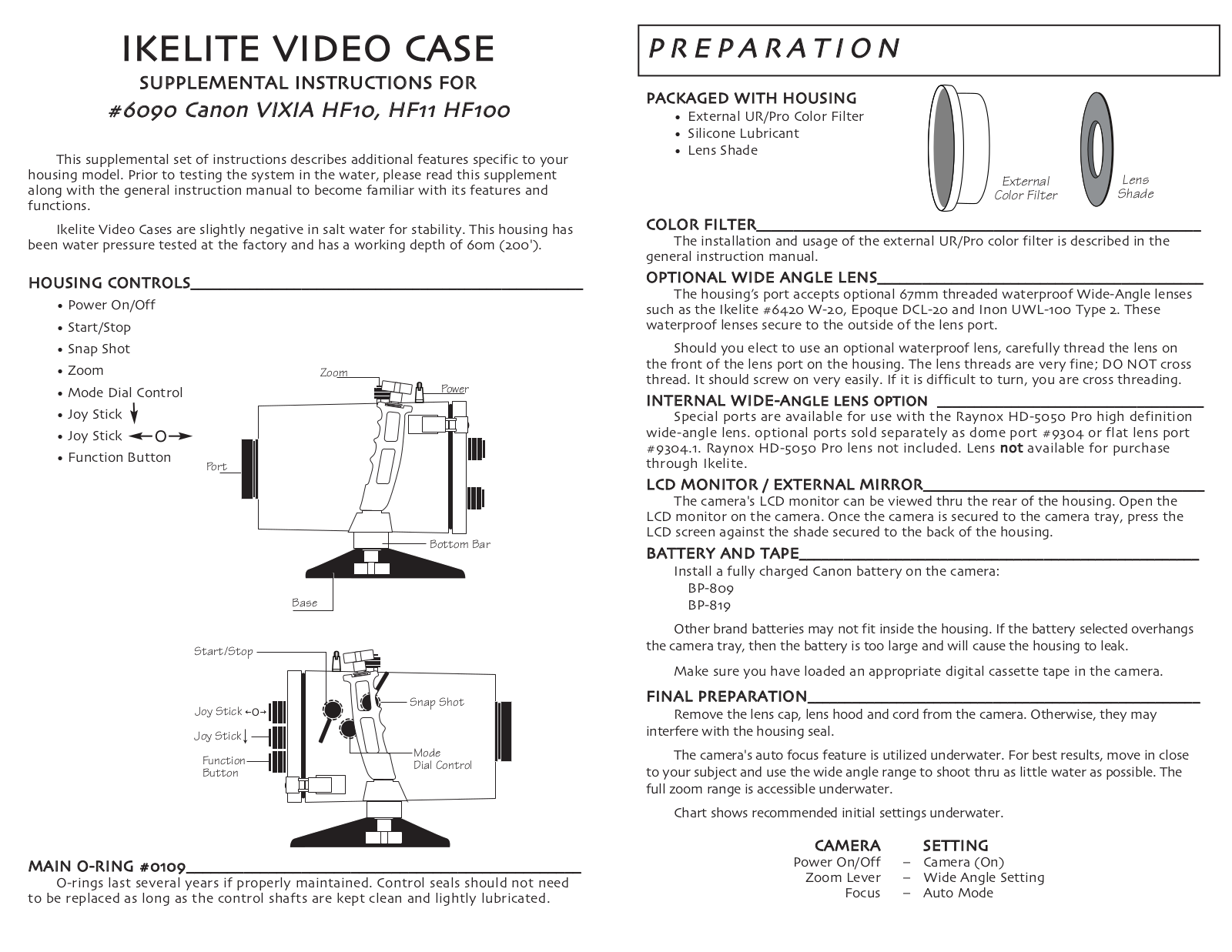 Ikelite HF-11, 6090, HF-100, HF-10 User Manual