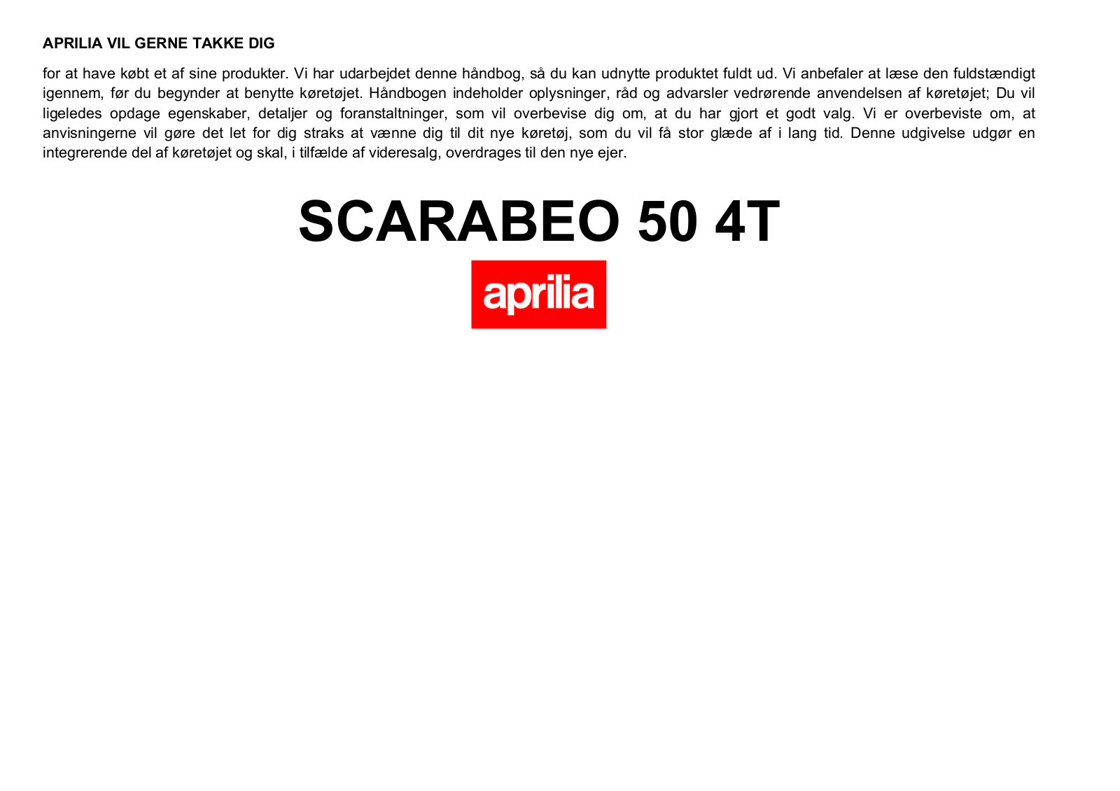 Aprilia SCARABEO 50 4T User Manual