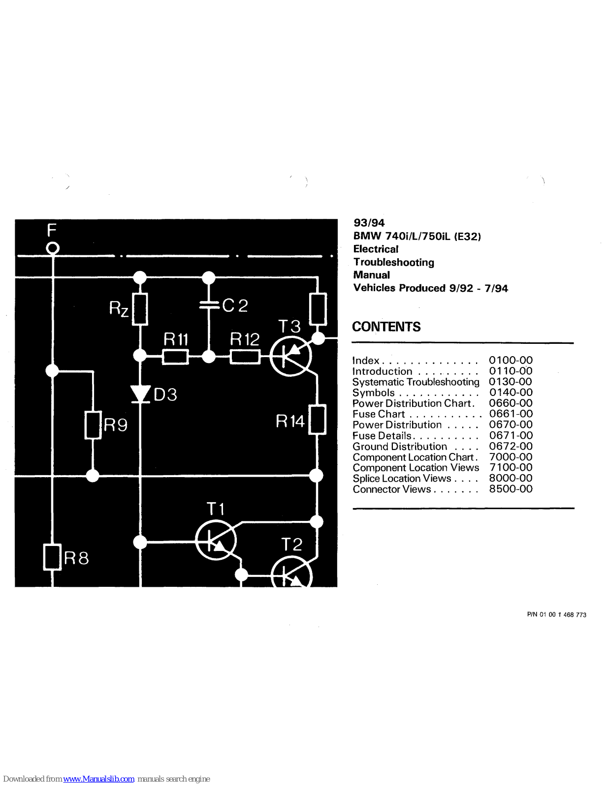 BMW 740i (1993), 750IL (1993), 740L (1993), E32 (1993), 740i (1994) Troubleshooting Manual