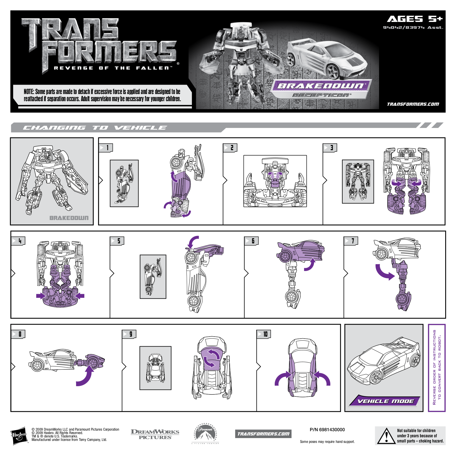 Hasbro TRANSFORMERS BRAKEDOWN User Manual