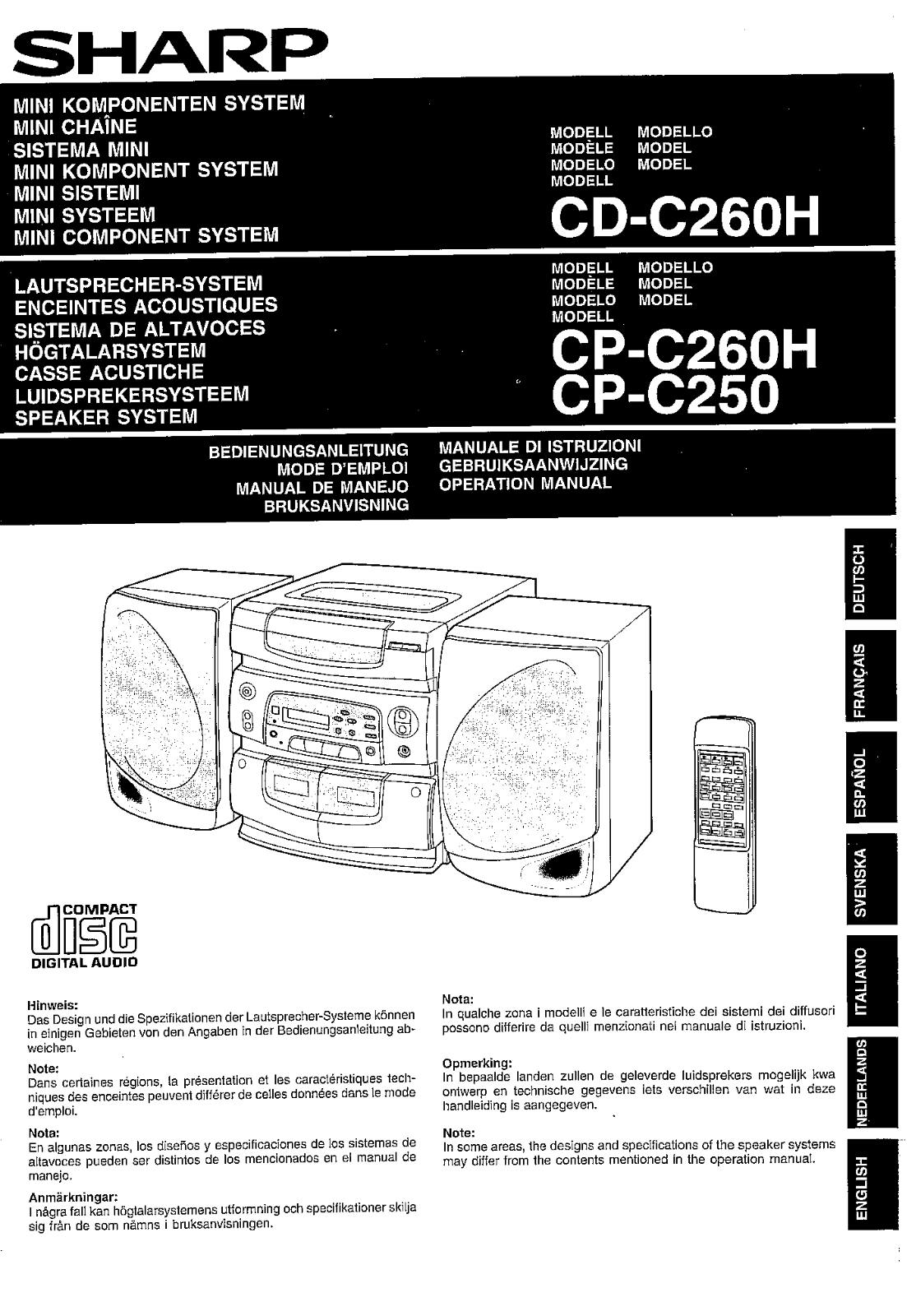 Sharp CP-C260H, CD-C260H User Manual