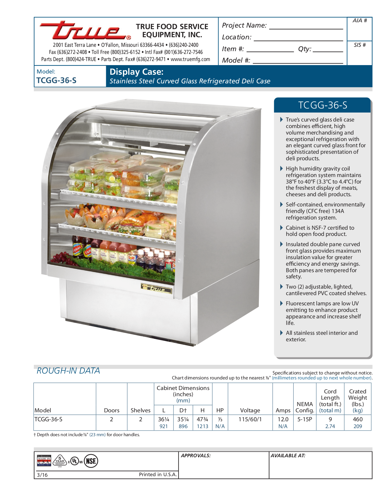 True TCGG-36-S User Manual