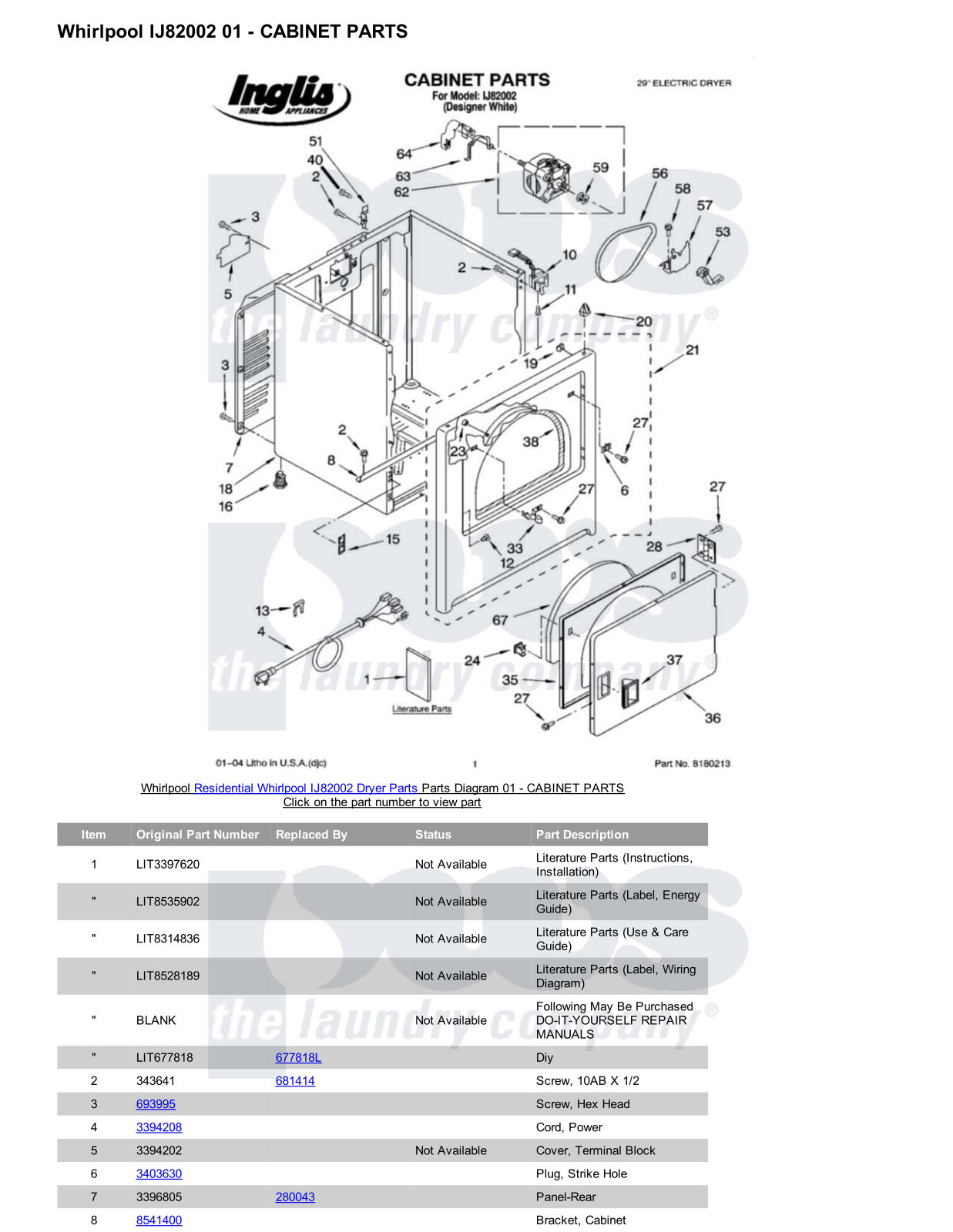 Whirlpool IJ82002 Parts Diagram