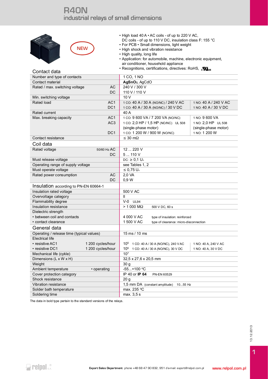 Datasheet R40N series Specification - ManualMachine.com