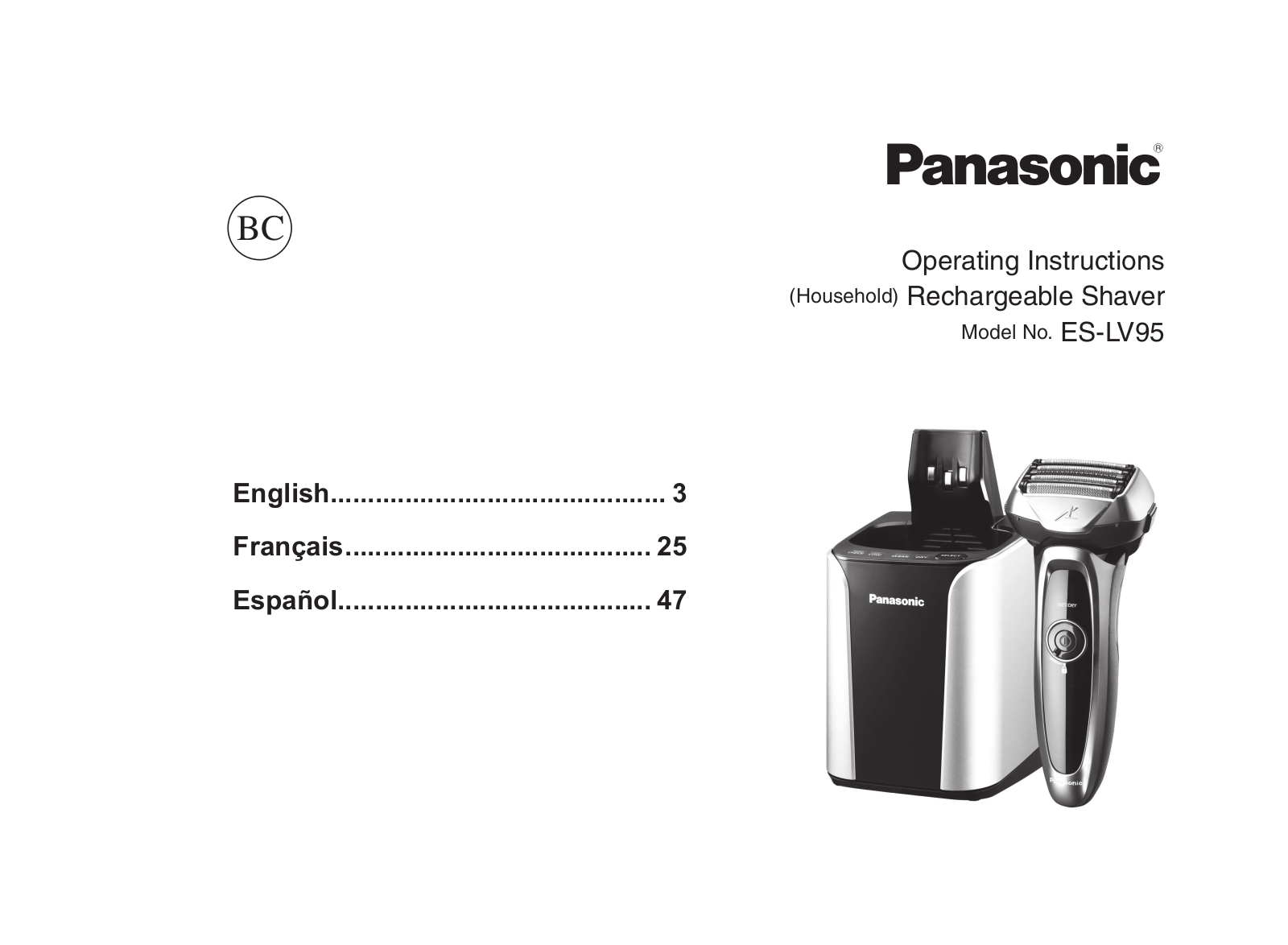 Panasonic ES-LV95 Operating Instruction