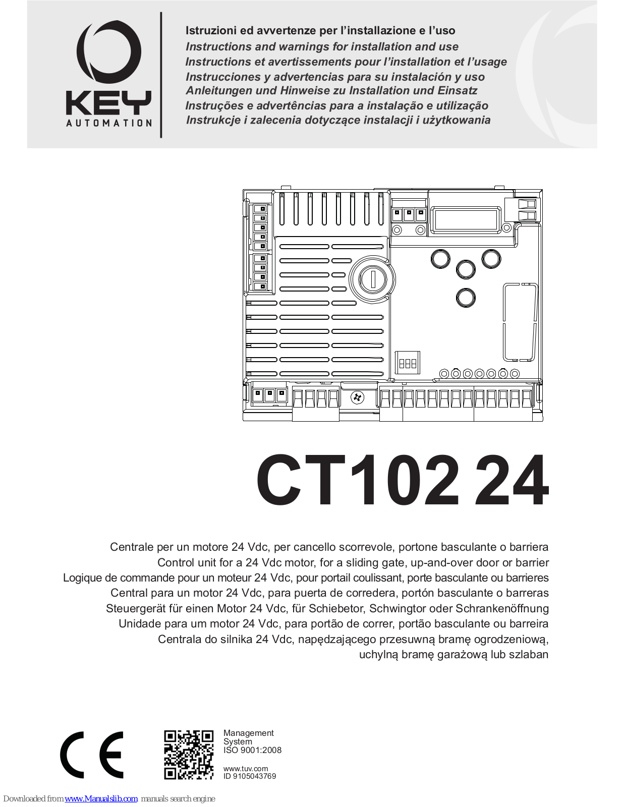 Key Automation CT102 24 Instructions And Warnings For Installation And Use