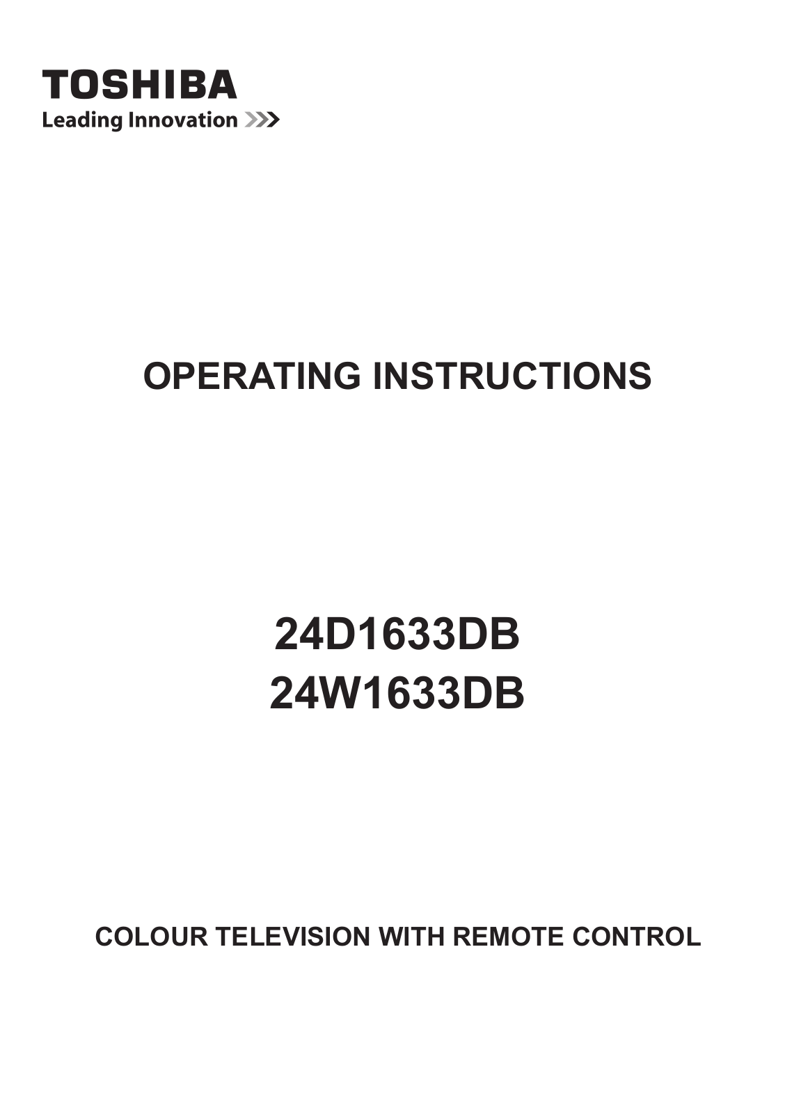 Toshiba 24D1633DB, 24W1633DB Instruction manual