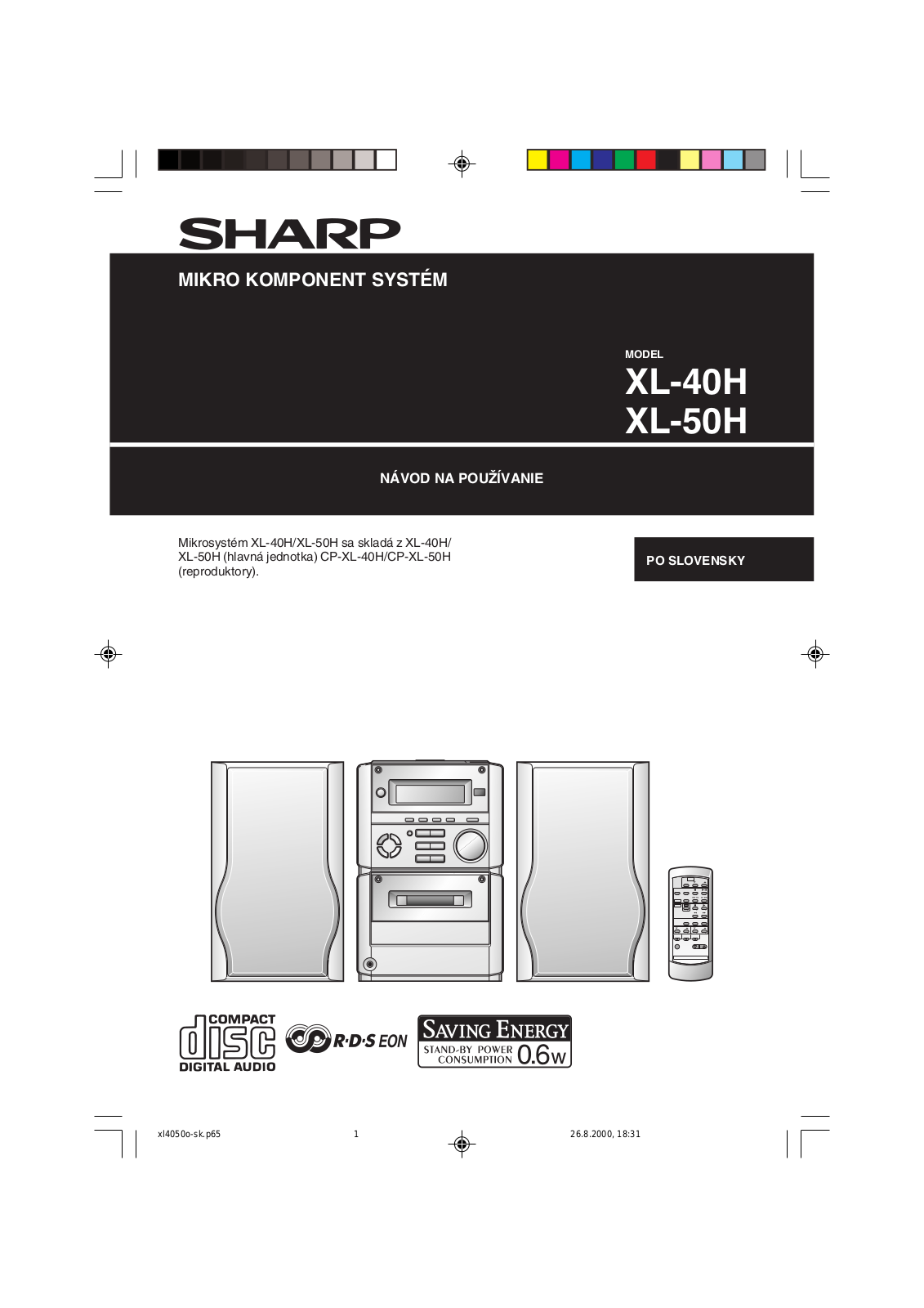 Sharp XL-40, XL-50H Manual