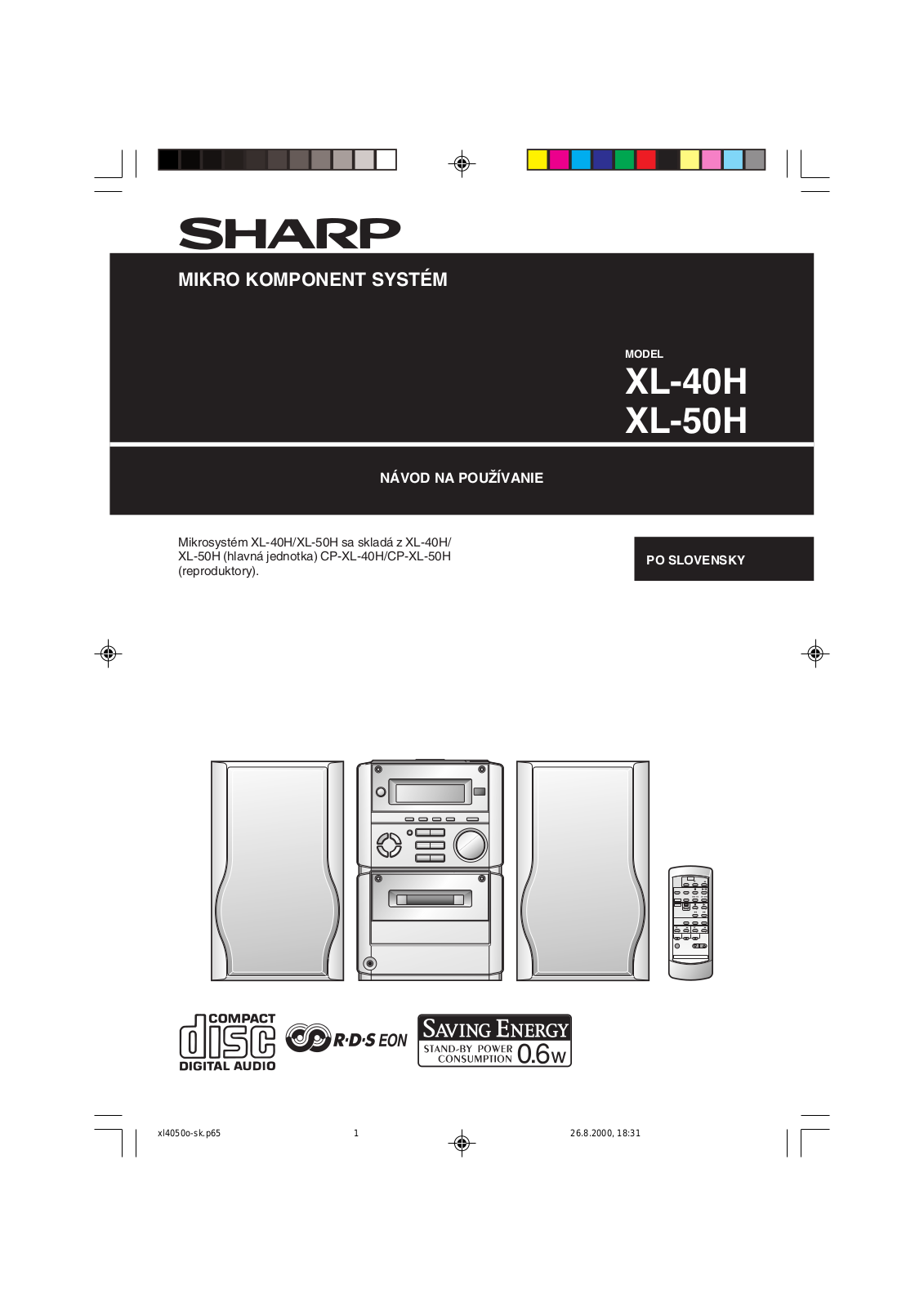 Sharp XL-40, XL-50H User Manual