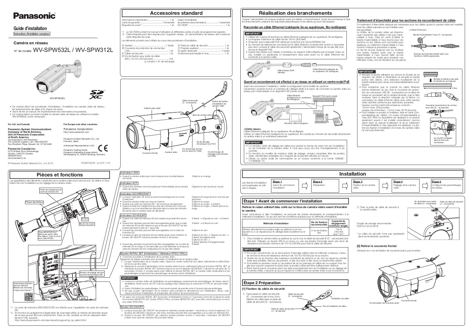 Panasonic WV-SPW532L, WV-SPW312L Installation Manual