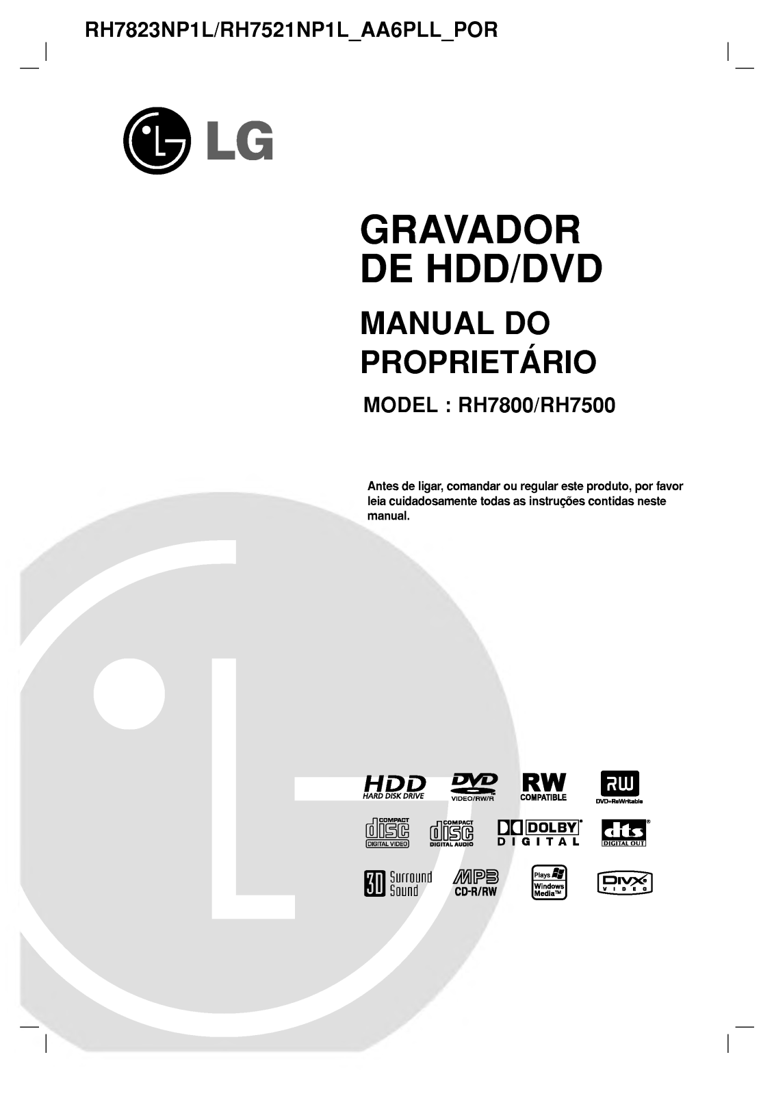 Lg RH7500, RH7800 User Manual