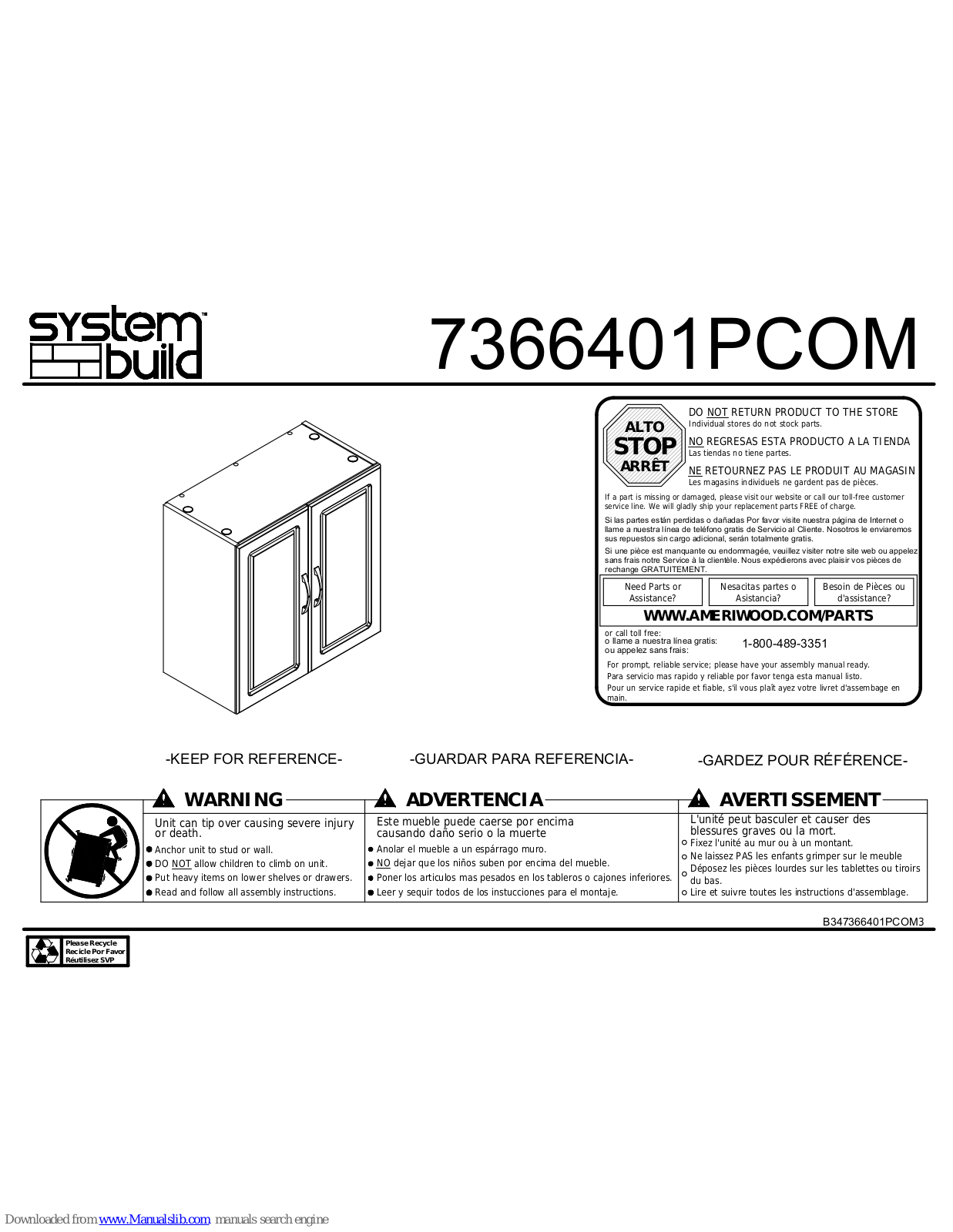 System Build 7366401PCOM Assembly Instructions Manual