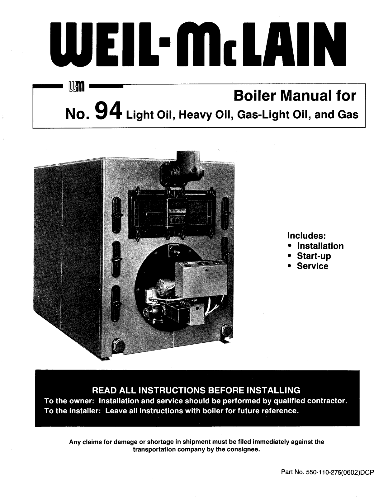 Weil-McLain 94 User Manual