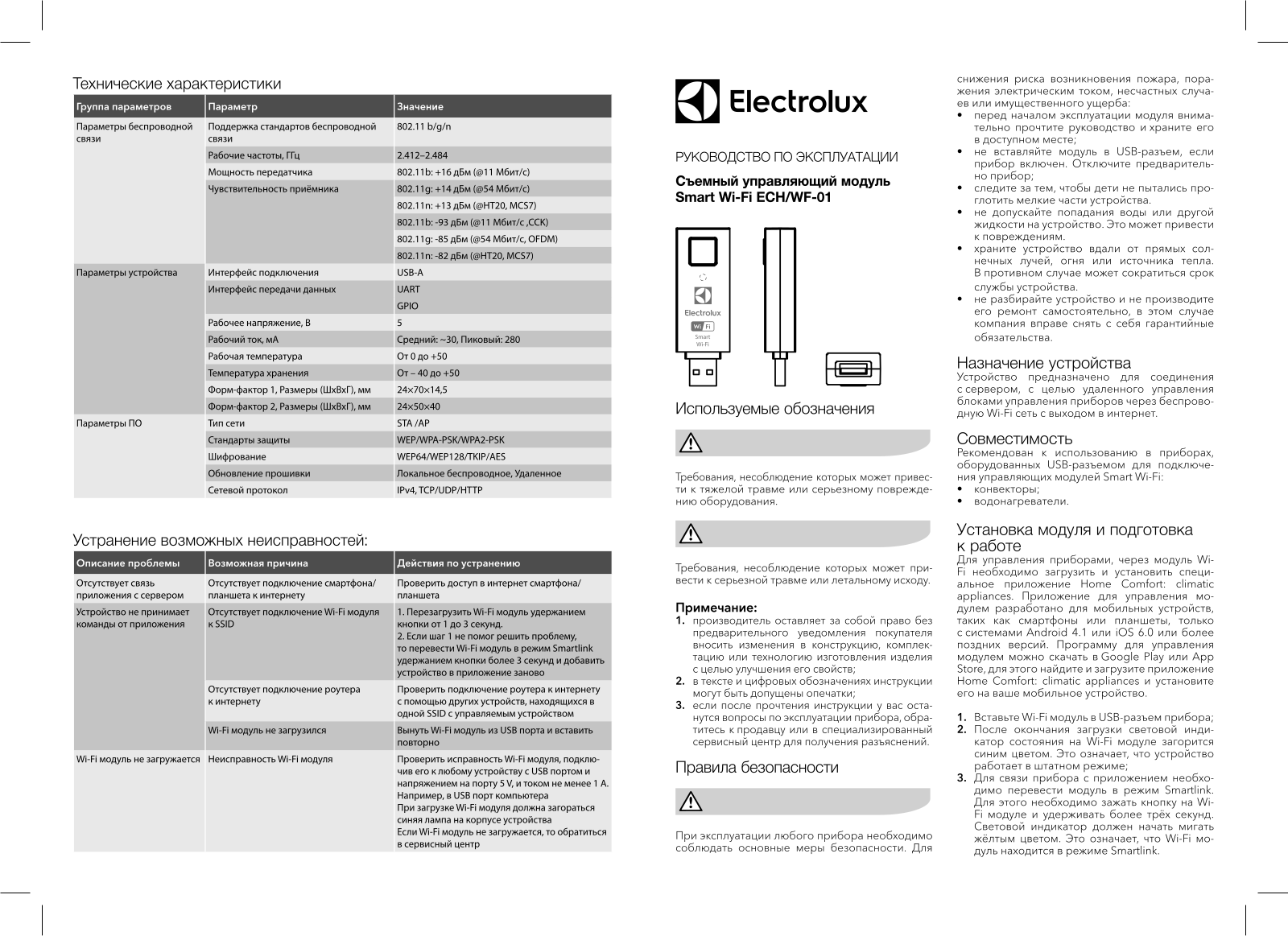 Electrolux ECH/WF-01 User Manual