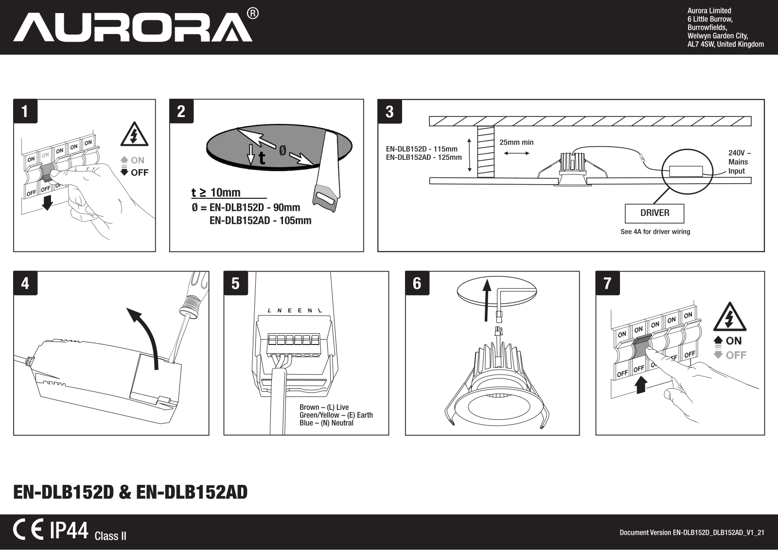 Aurora Lighting EN-DLB152D, EN-DLB152AD Installation Instructions - ManualMachine.com
