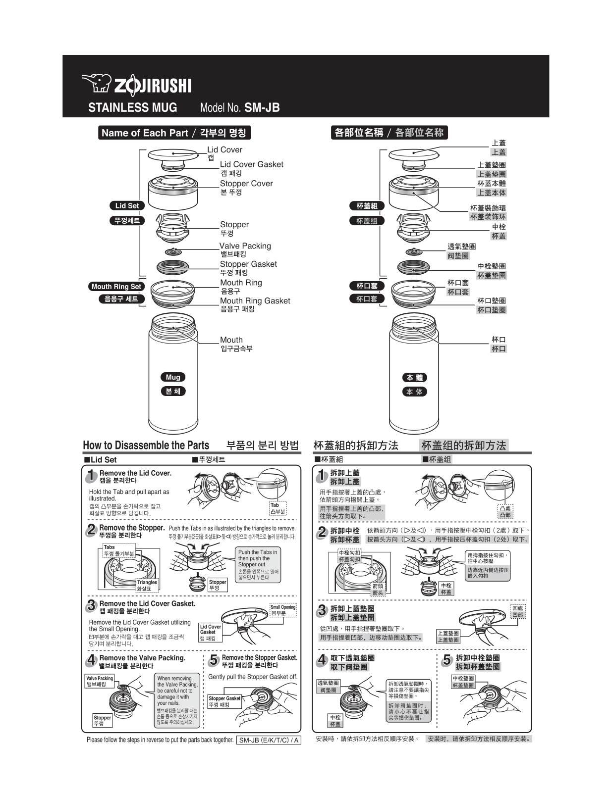 Zojirushi SM-JB36 Installation  Manual