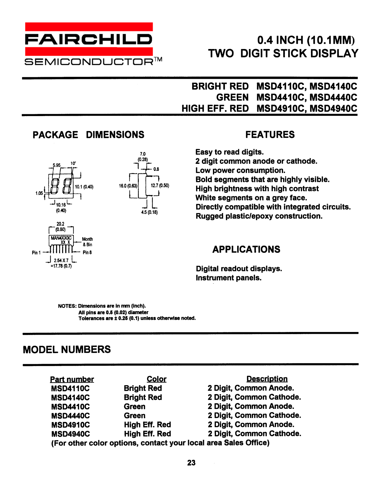 Fairchild Semiconductor MSD4910C, MSD4940C, MSD4440C, MSD4140C, MSD4110C Datasheet