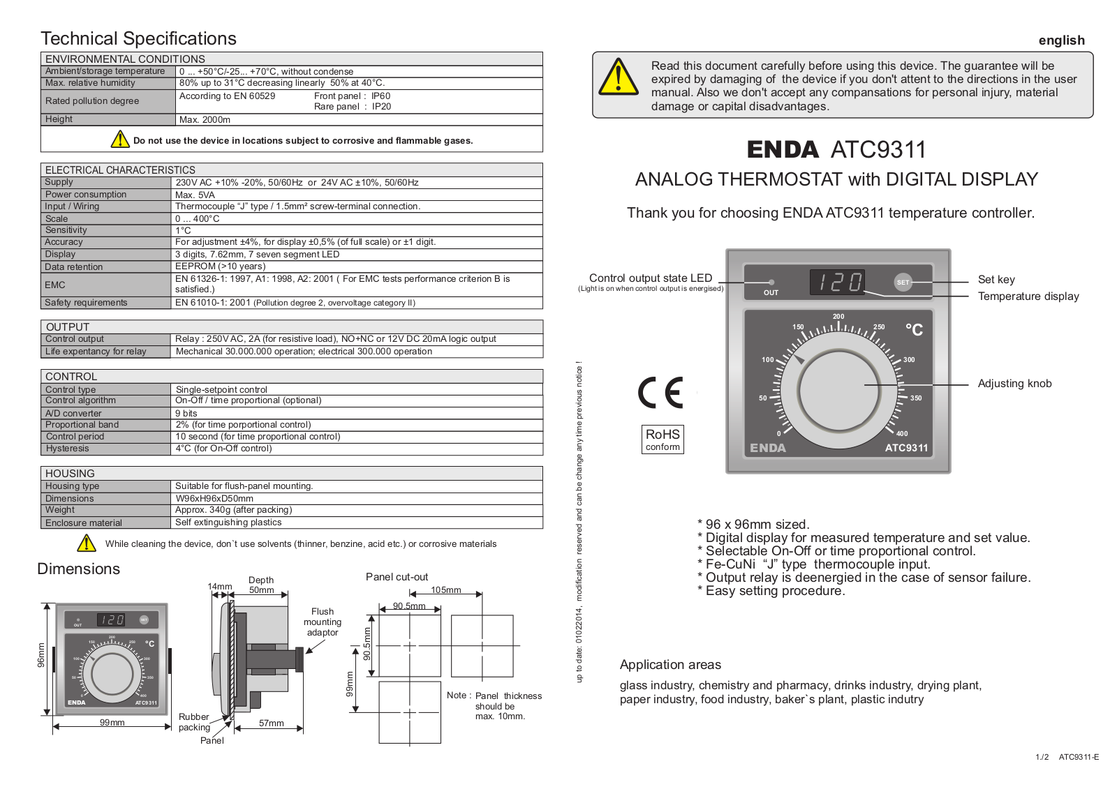 Enda ATC9311, ATC9311-SSR, ATC9311-24, ATC9311-24-SSR User guide