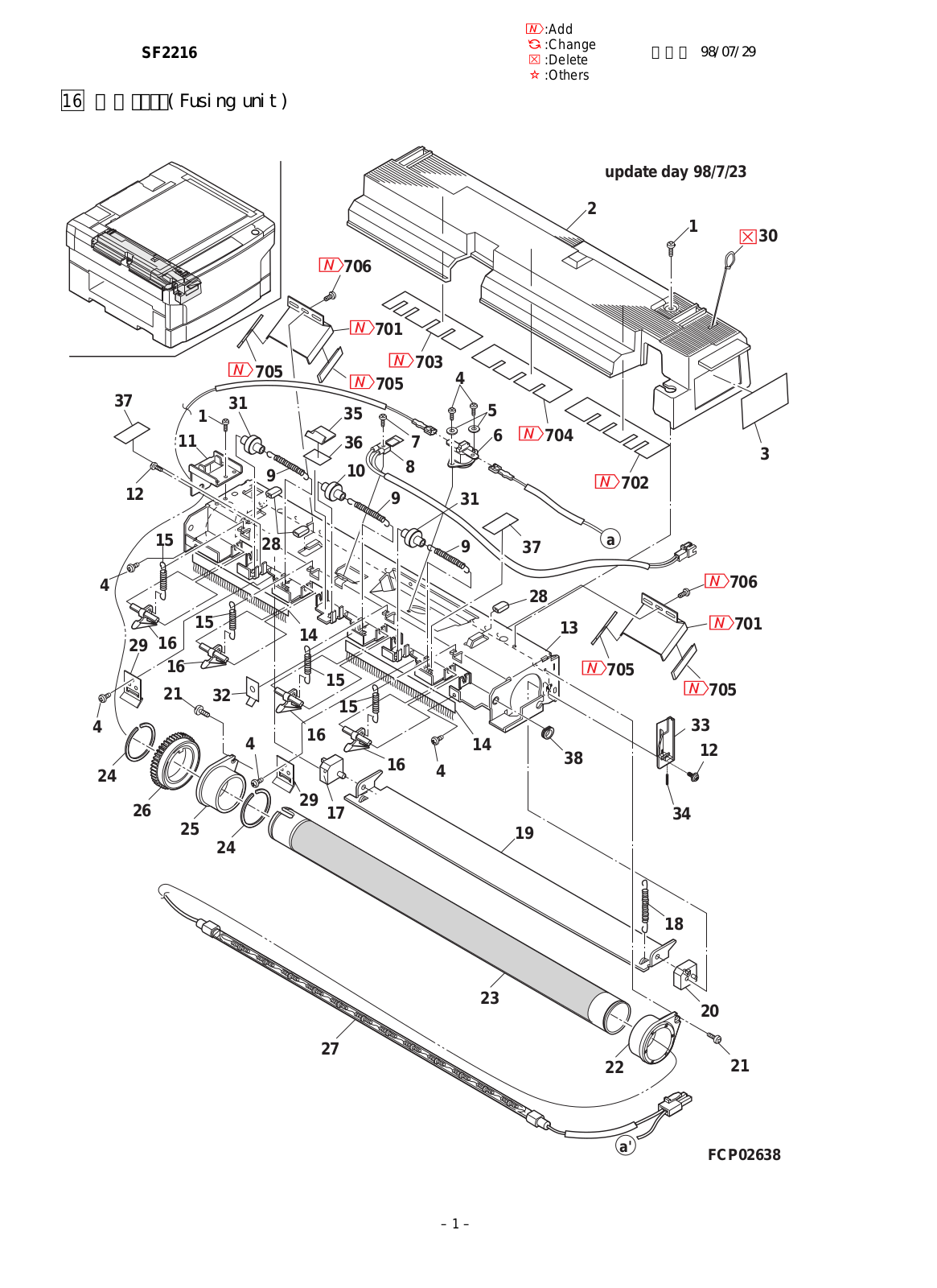 SHARP SF2216 Electronics Parts Guide 016