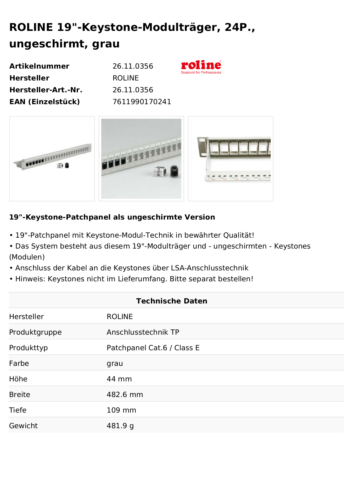 ROLINE 26110356 Datasheet - ManualMachine.com
