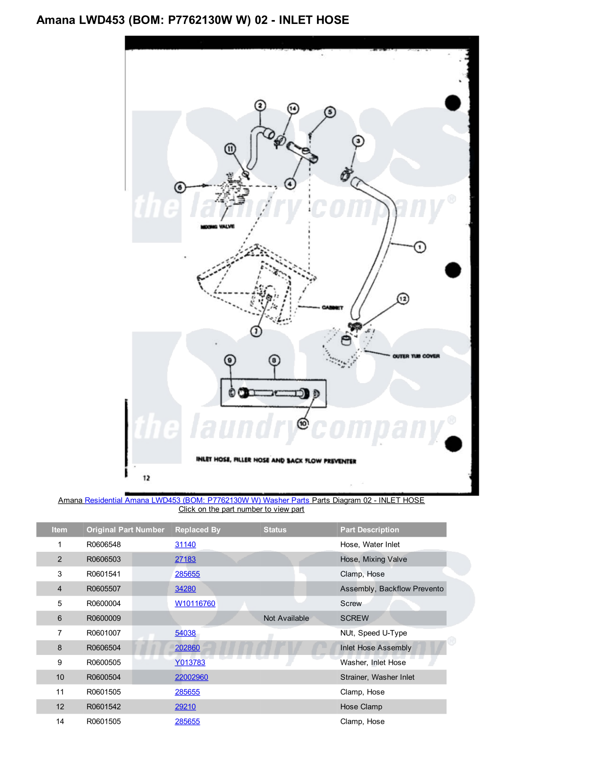 Amana LWD453 Parts Diagram