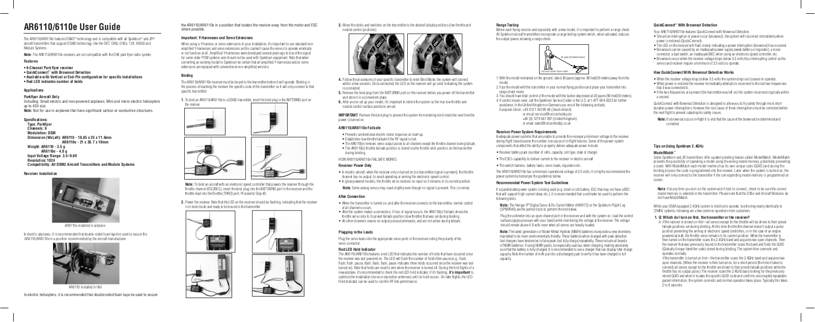 Spektrum SPMAR6110 User Manual