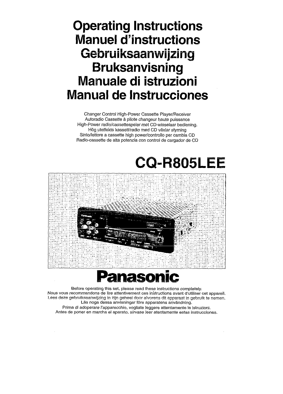 Panasonic CQ-R805 User Manual
