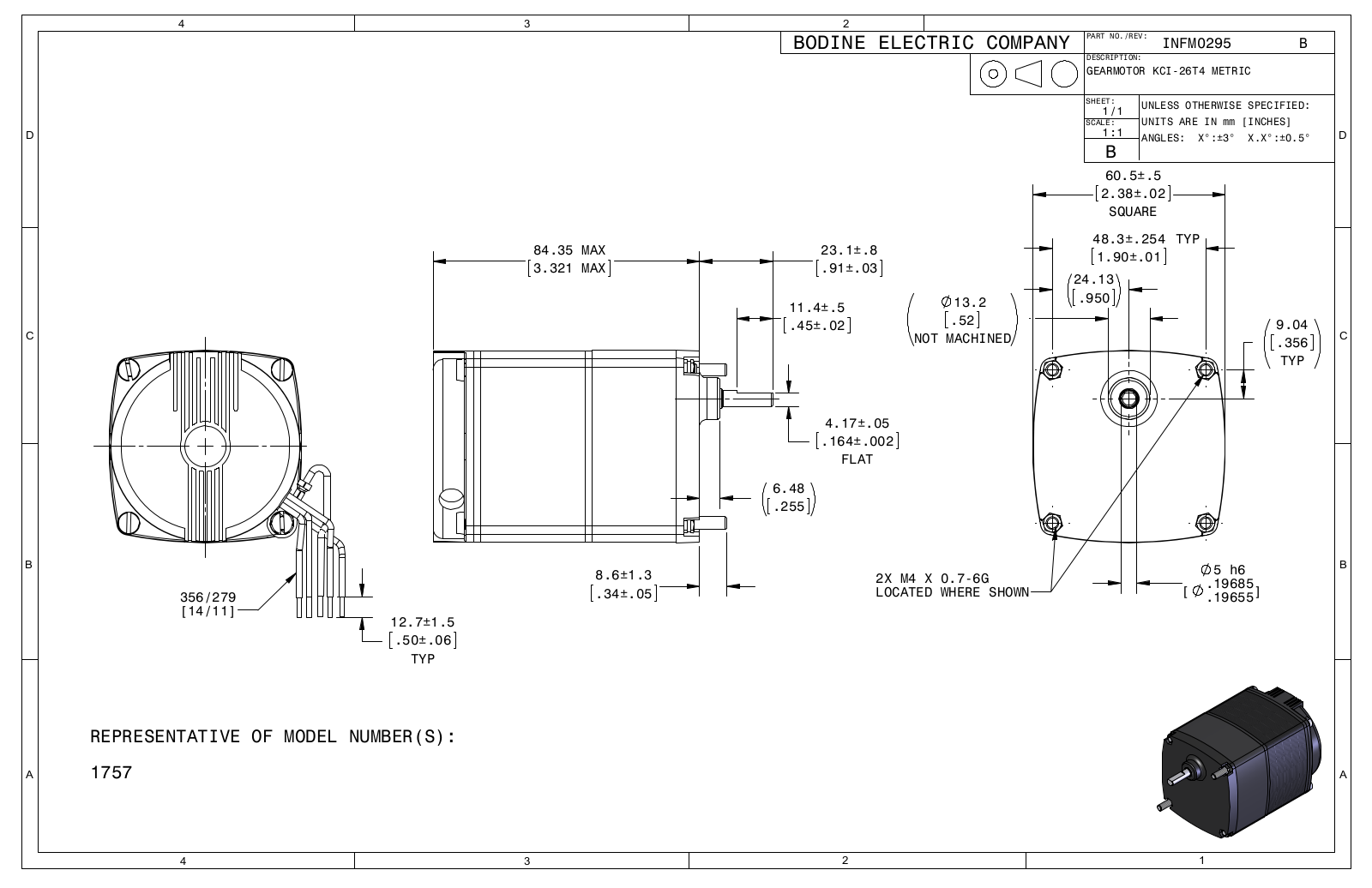 Bodine 1757 Reference Drawing