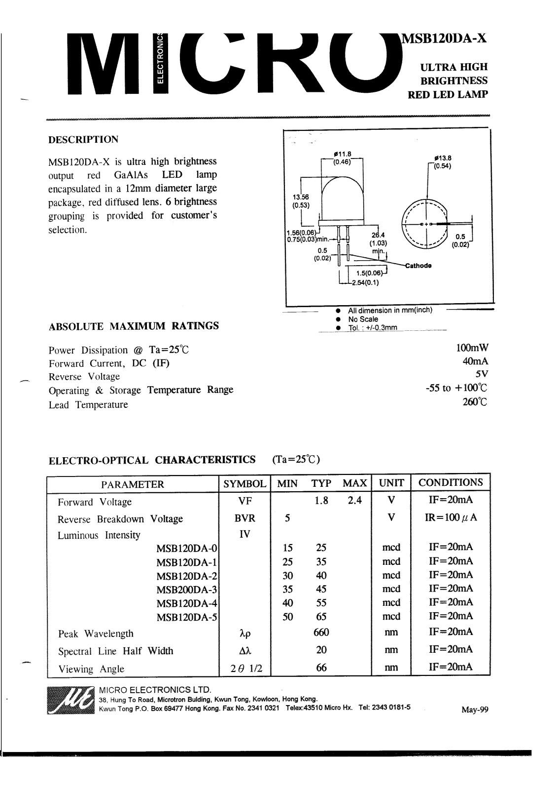 MICRO MSB120DA-4, MSB120DA-5, MSB120DA-2, MSB120DA-0, MSB120DA-3 Datasheet