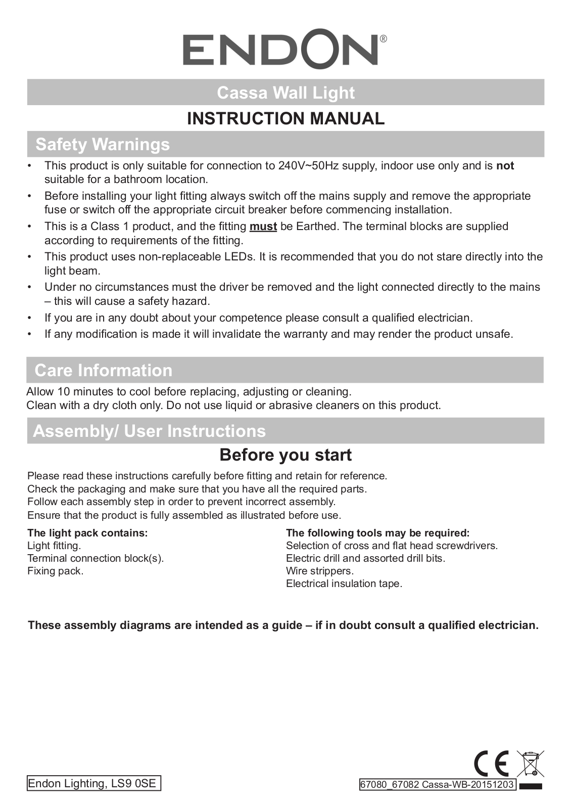 Endon Lighting 67082 Installation Instructions - ManualMachine.com