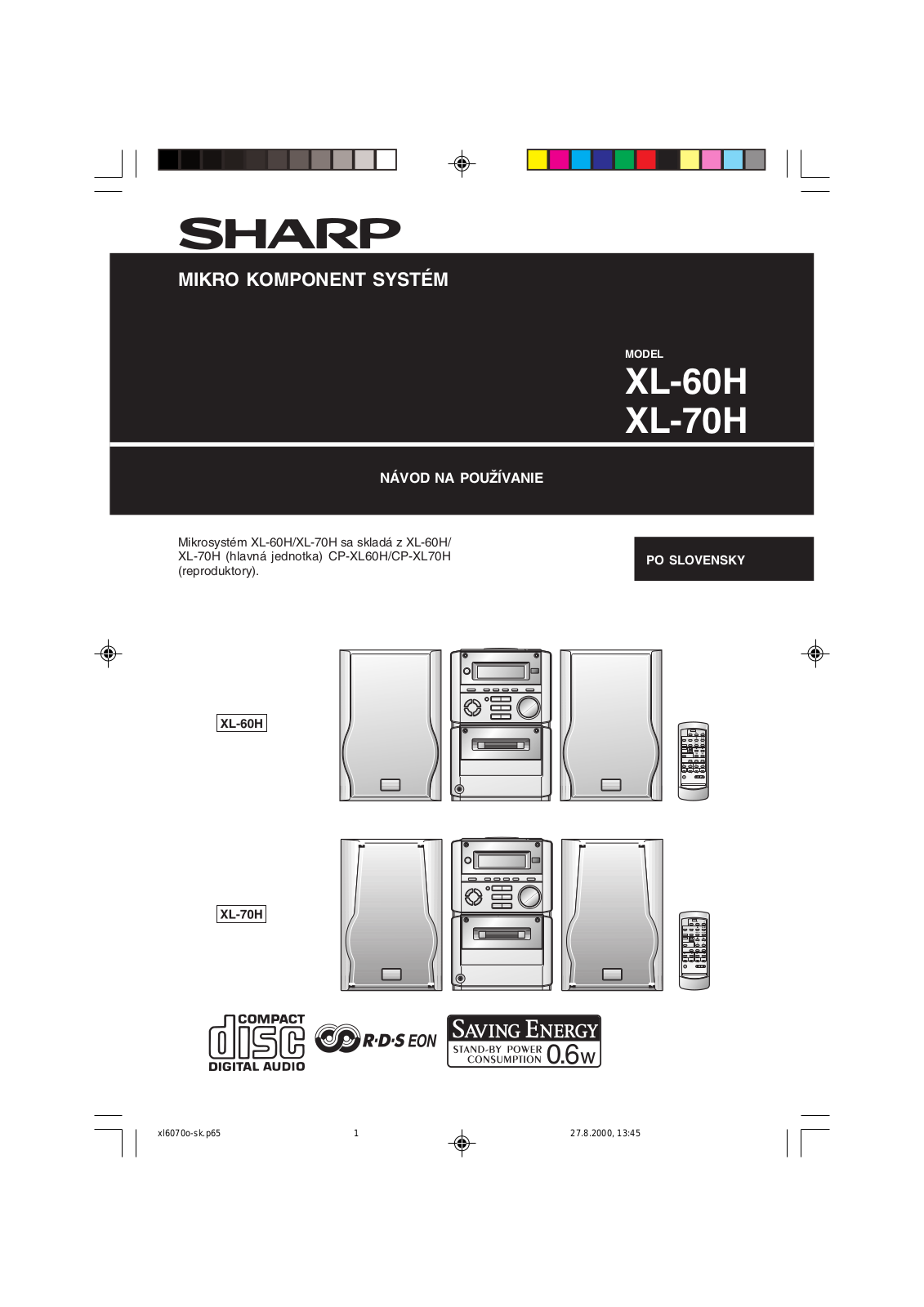 Sharp XL-60H, XL-70H User Manual