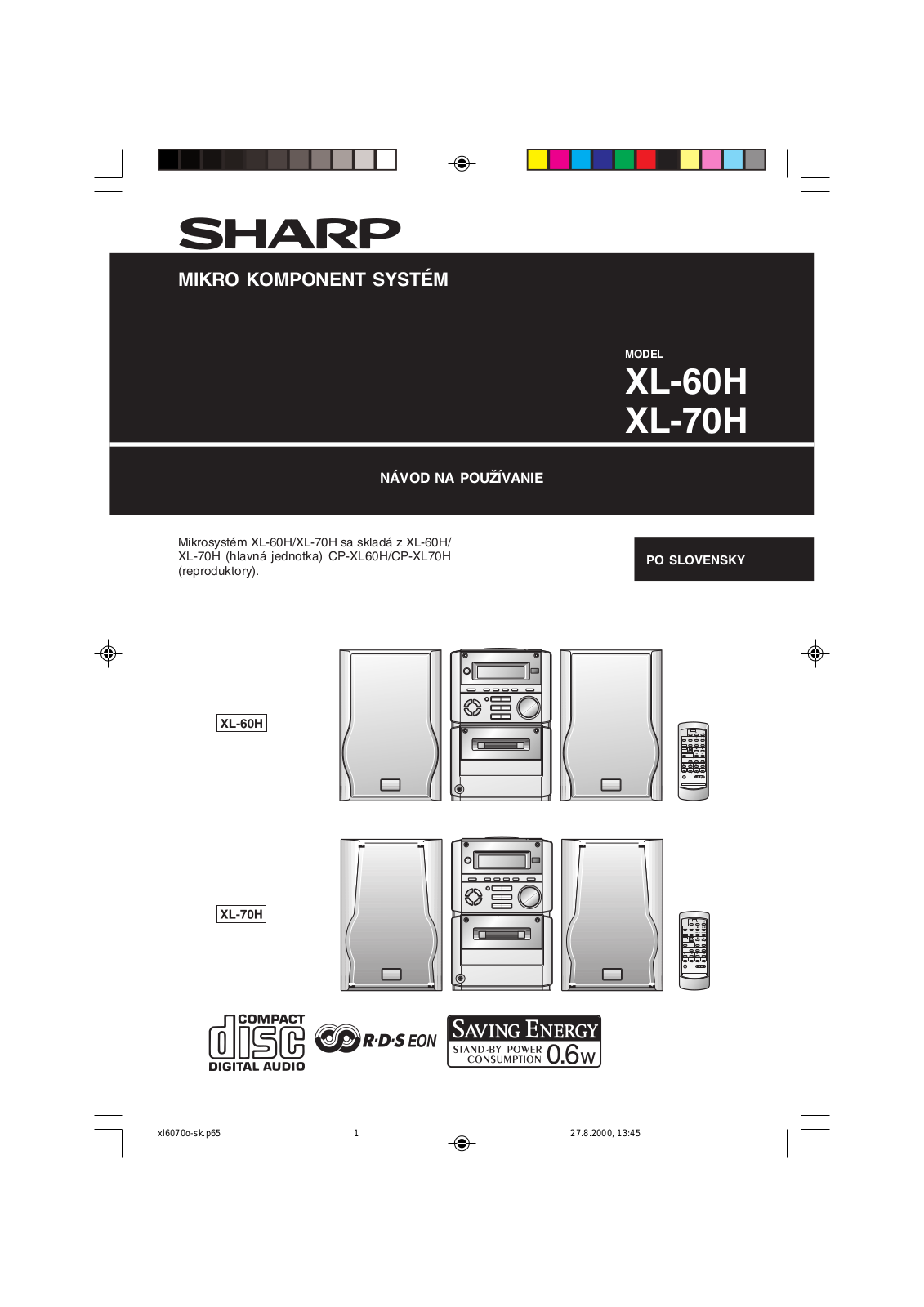 Sharp XL-60H, XL-70H Manual