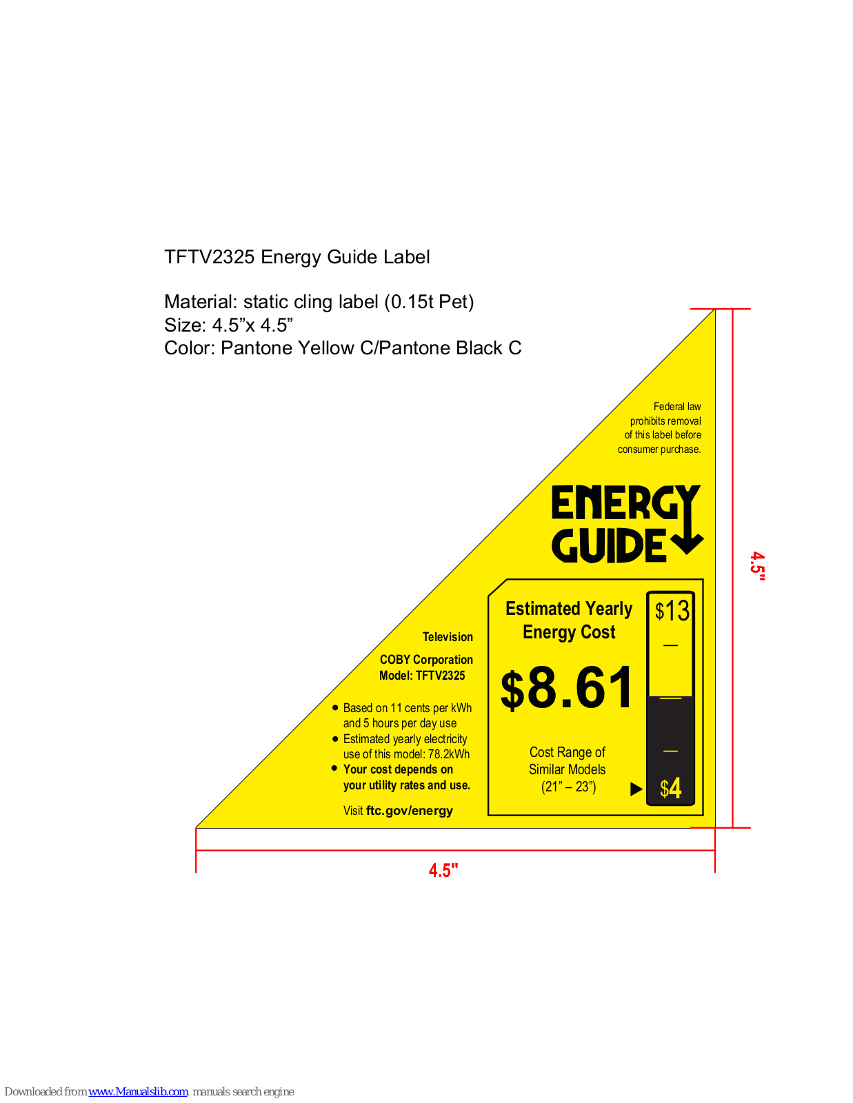 Coby TFTV2325 Energy Manual