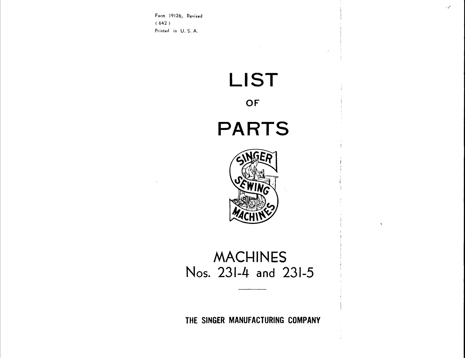 Singer 231-4, 231-5 User Manual