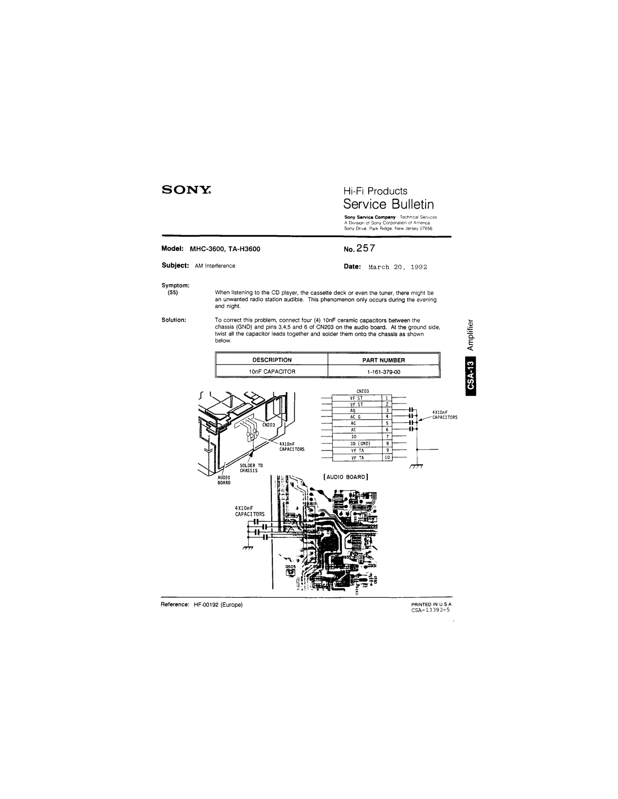 Sony MHC-3600, TA-H3600 Service Manual