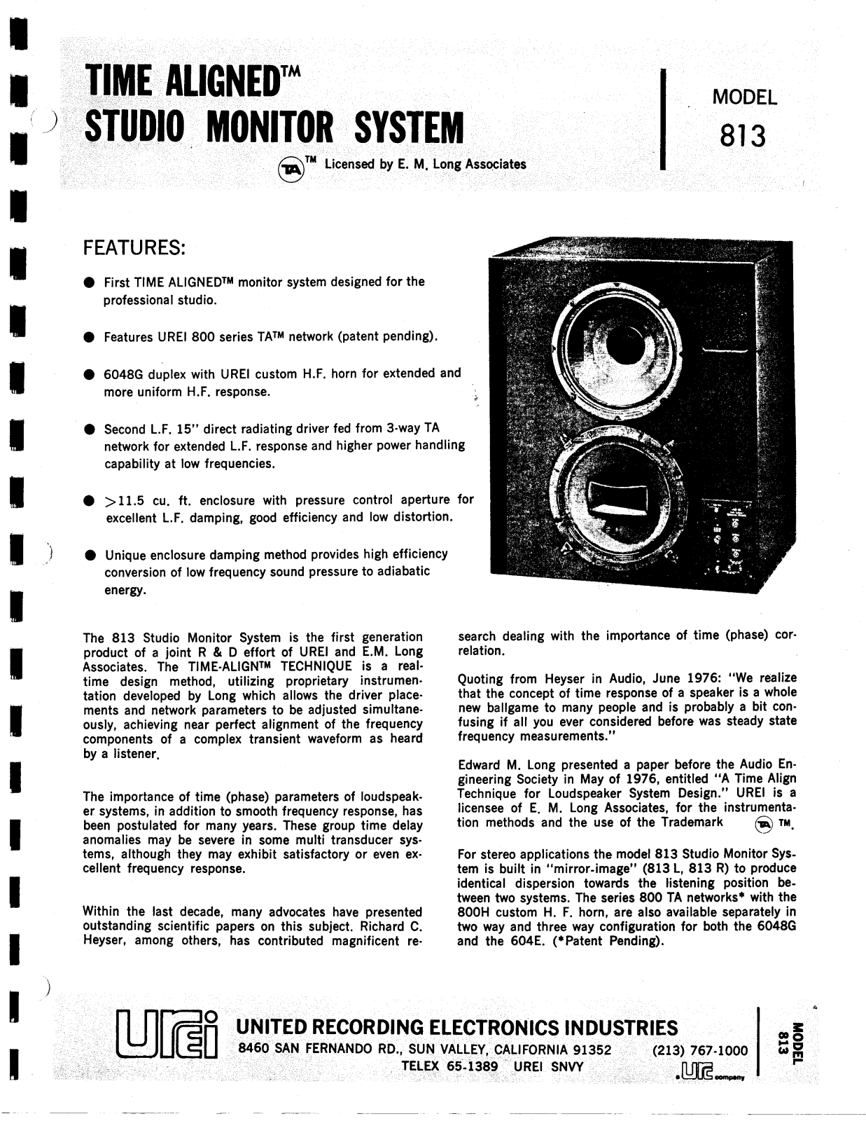 JBL UREI 813 User Manual