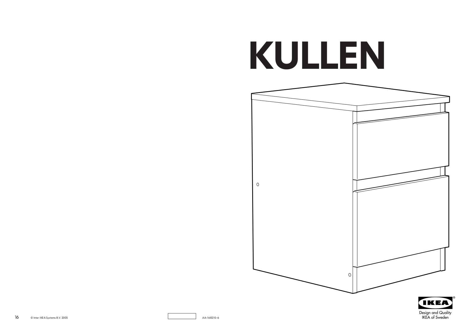 IKEA KULLEN CHEST W-2DRAWERS 14X19 Assembly Instruction