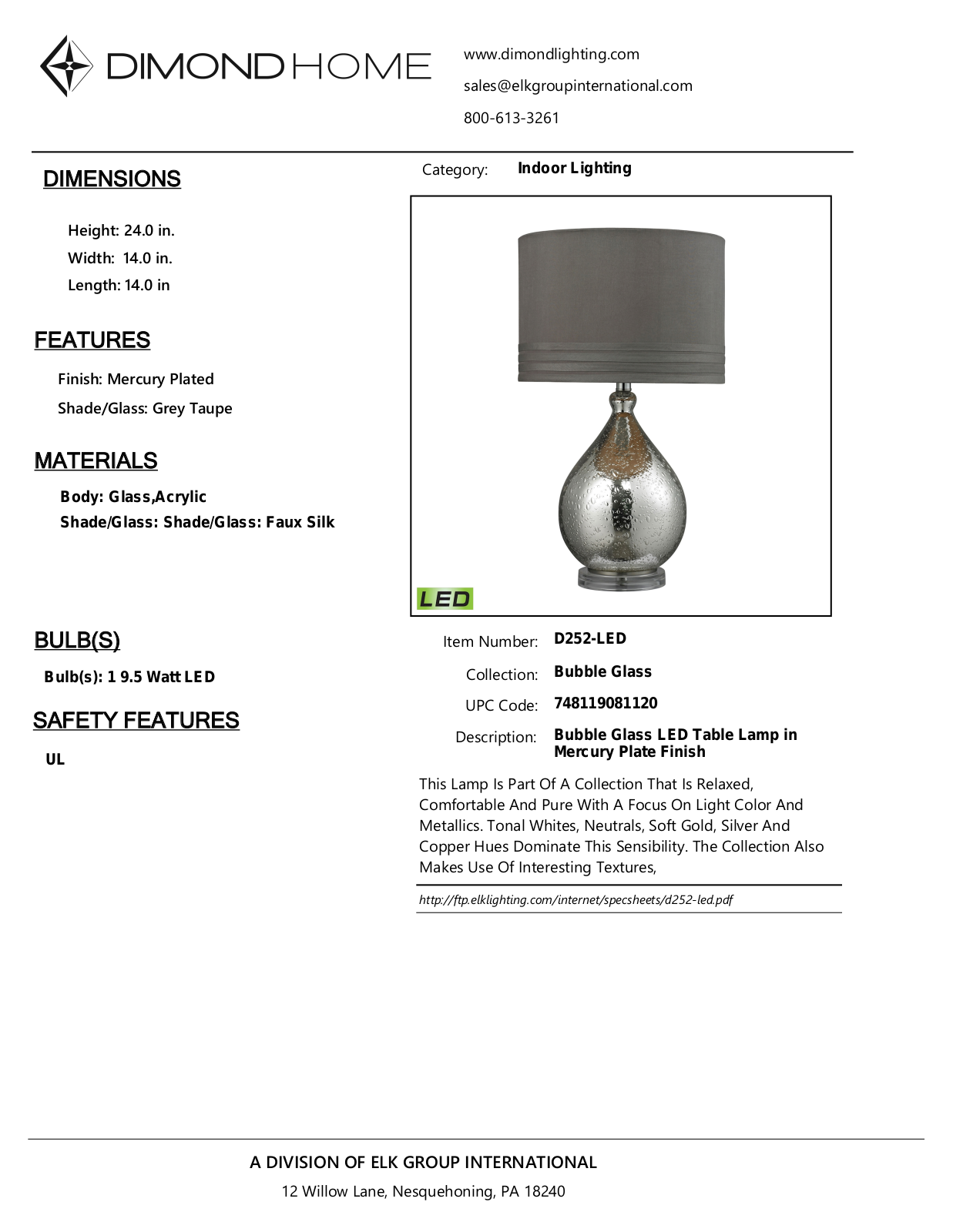 ELK Home D252LED User Manual