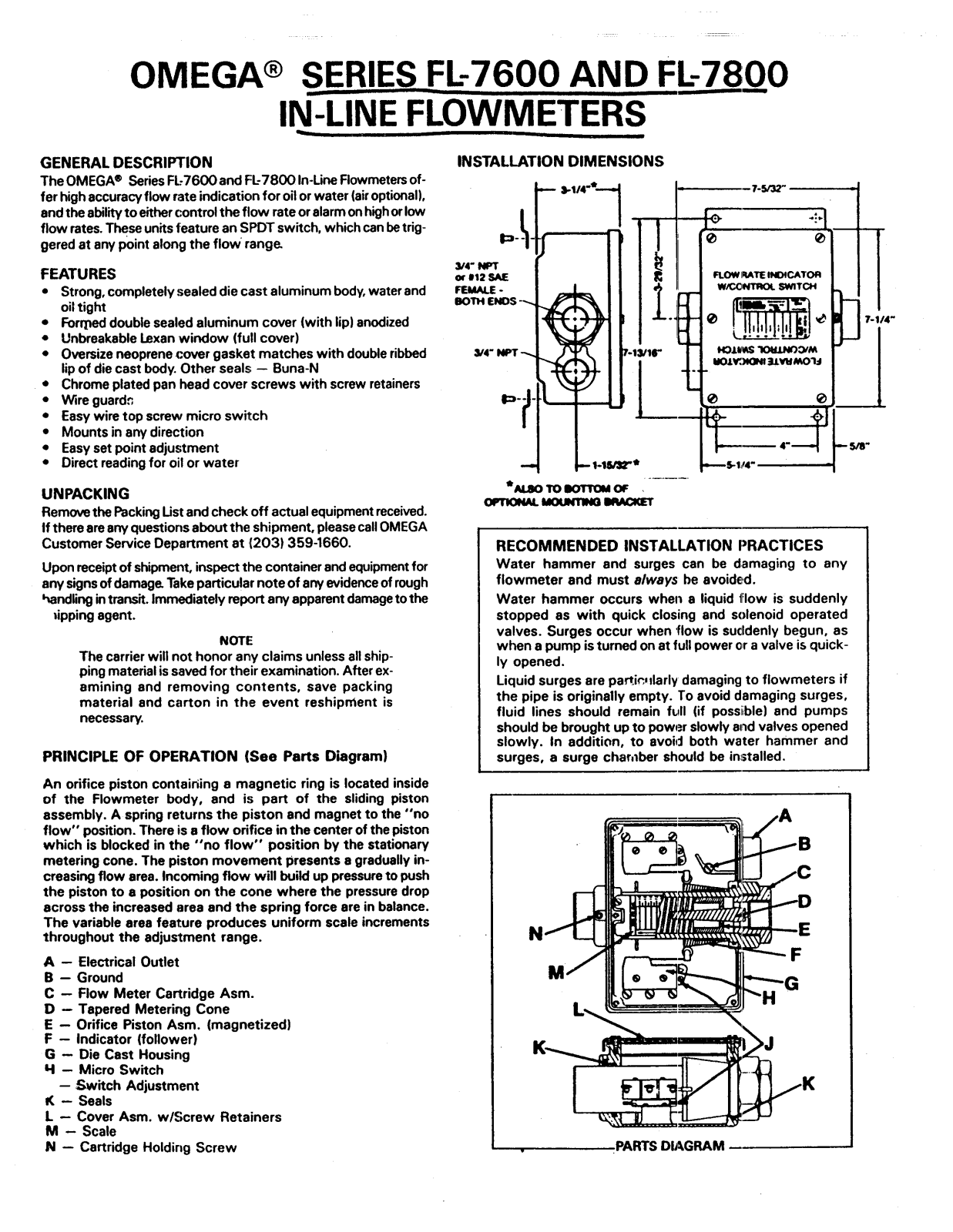 Omega FL-7800, FL-7600 User Manual