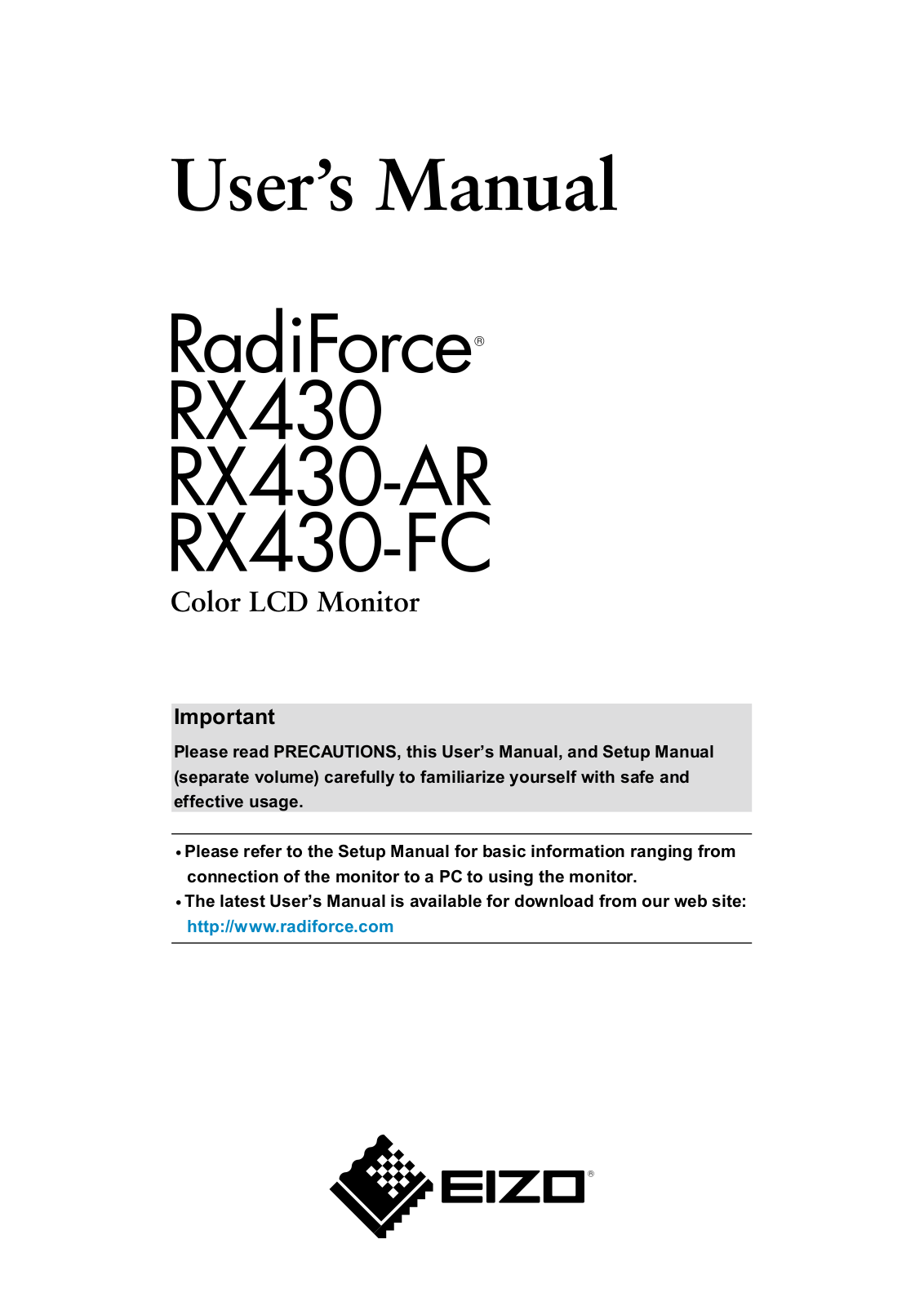 Eizo RX430-FC, RX430-AR, RX430 User Manual