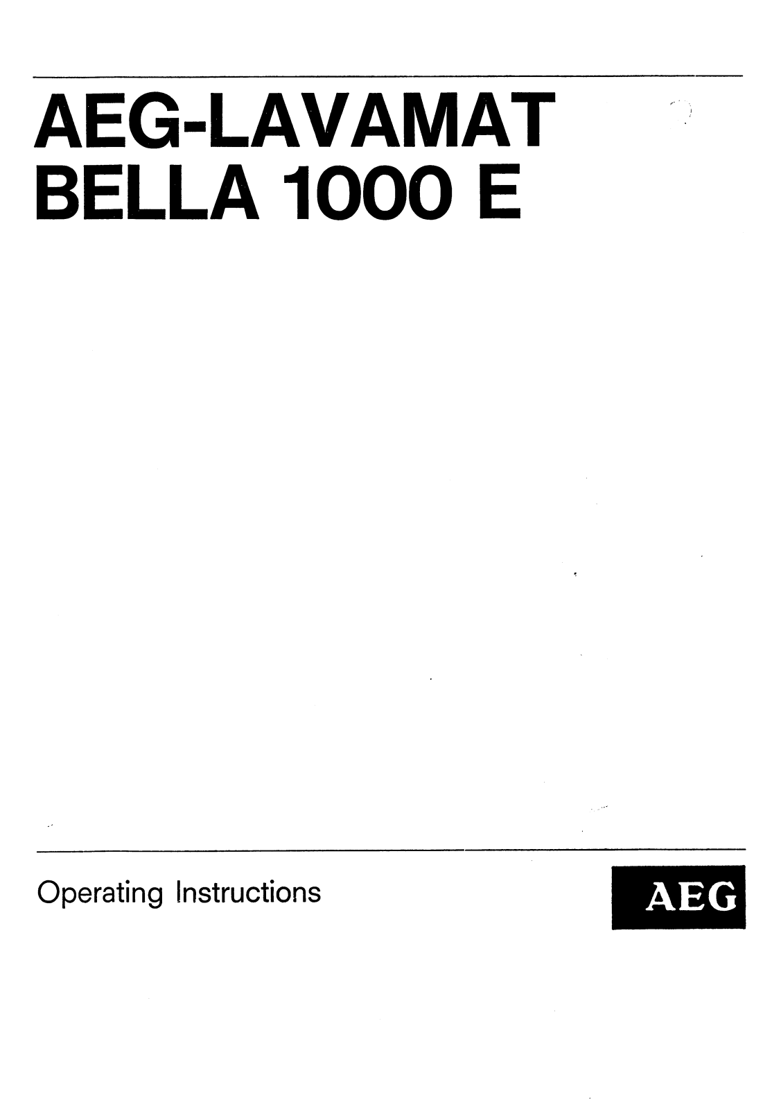 AEG Lavamat Bella 1000E User Manual