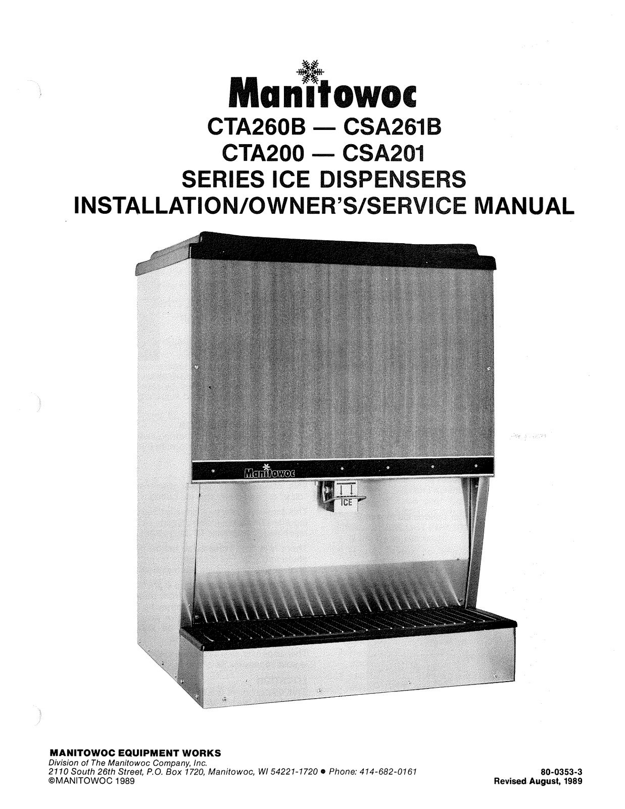 Manitowoc Ice CTA260B Operator’s Manual