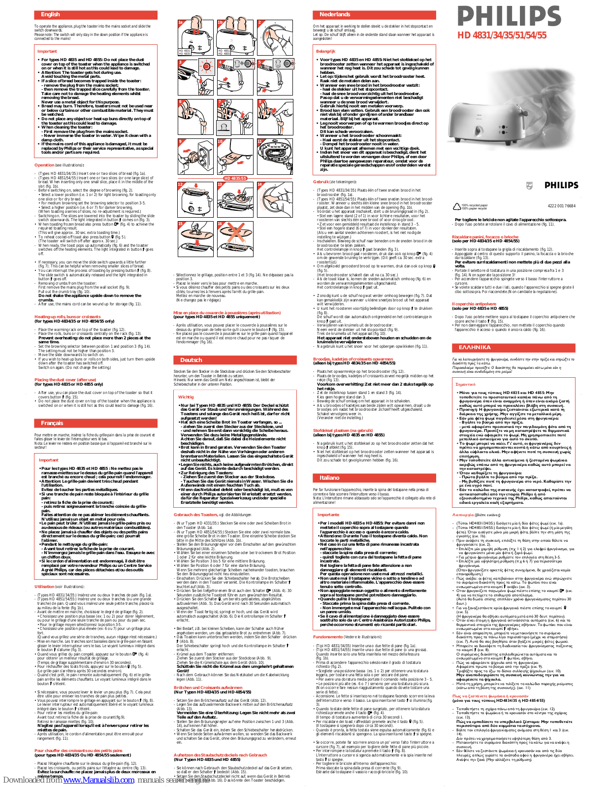 Philips HD4834/10, HD4834/90, HD4831/00, HD4831/81, HD 4831 User Manual