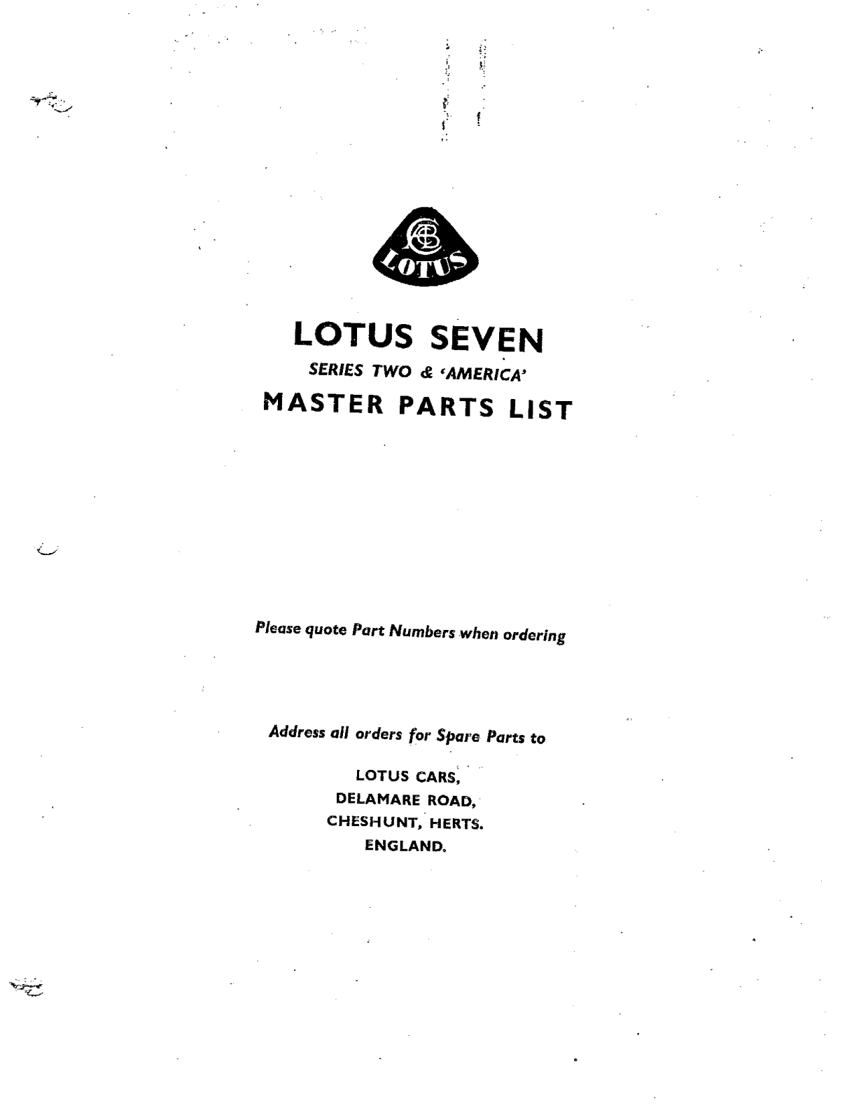 Lotus Super Seven User Manual